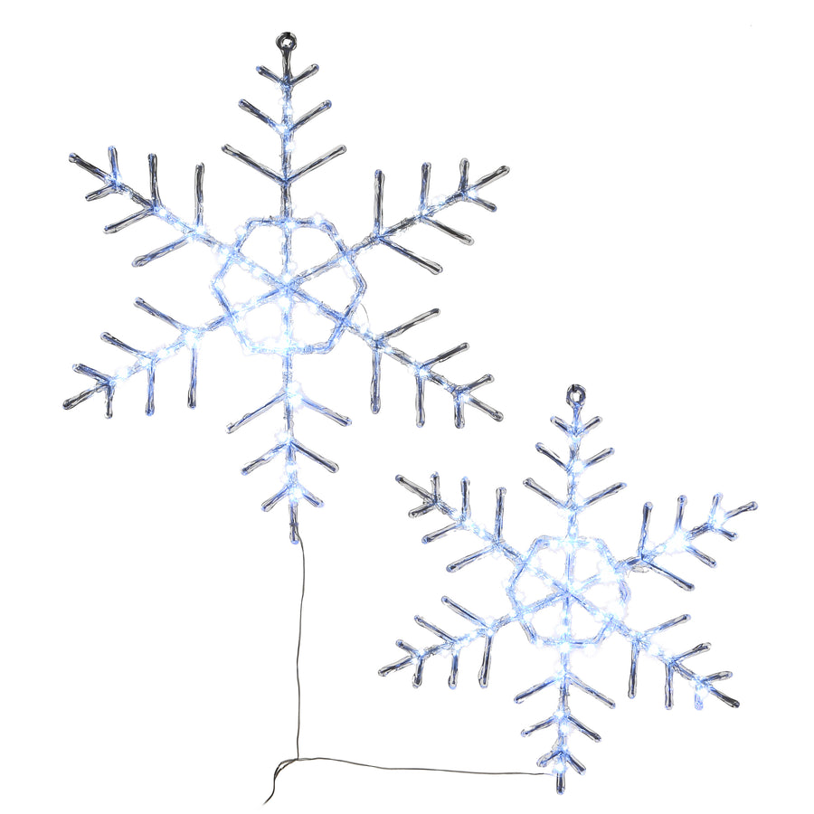 National Tree Company Pre Lit Diamond Tip Snowflake Decoration, Cool White LED Lights, Plug In, Christmas Collection, 24 Inches