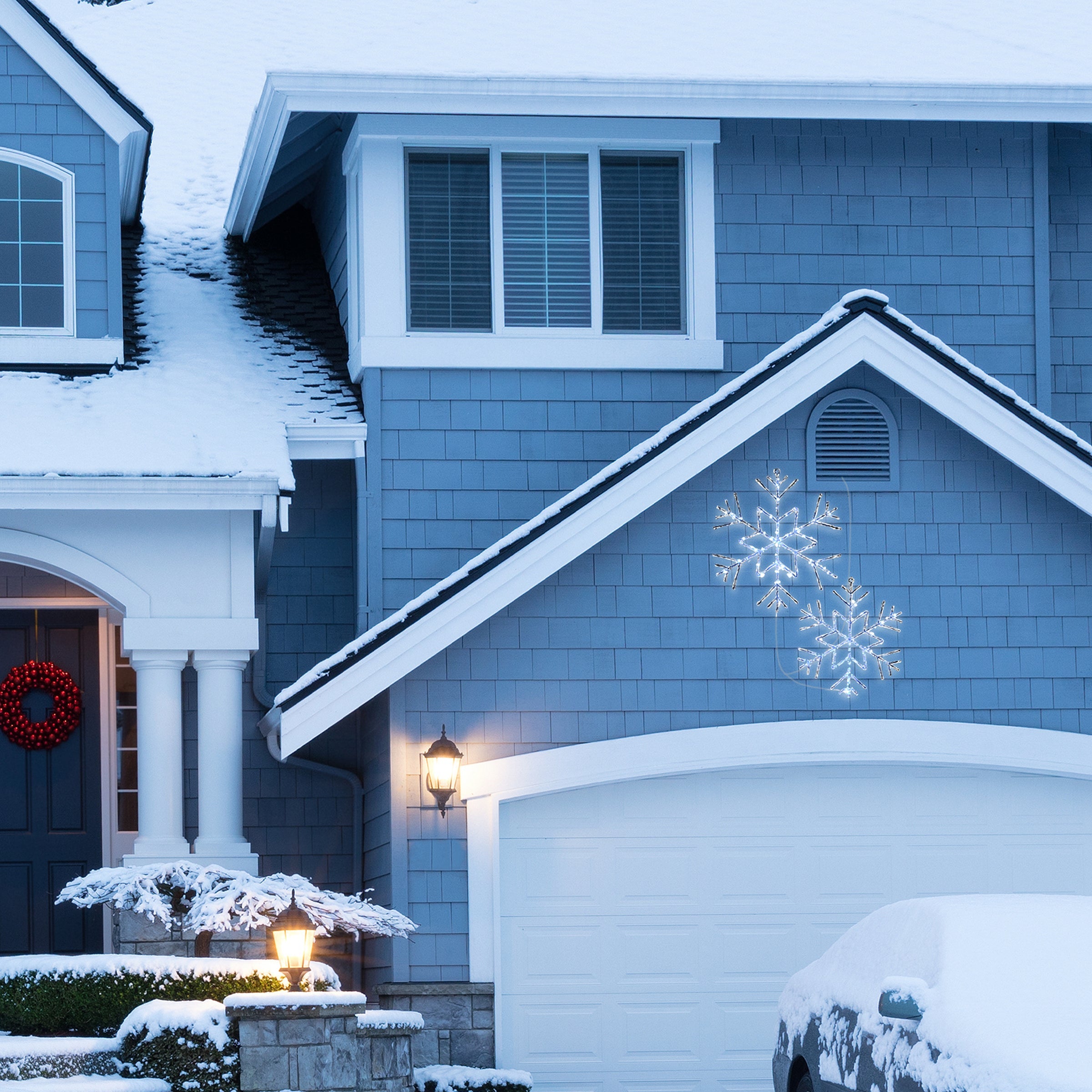 24 in. Pre Lit Six Point Star Snowflake Decoration with Cool White LED Lights