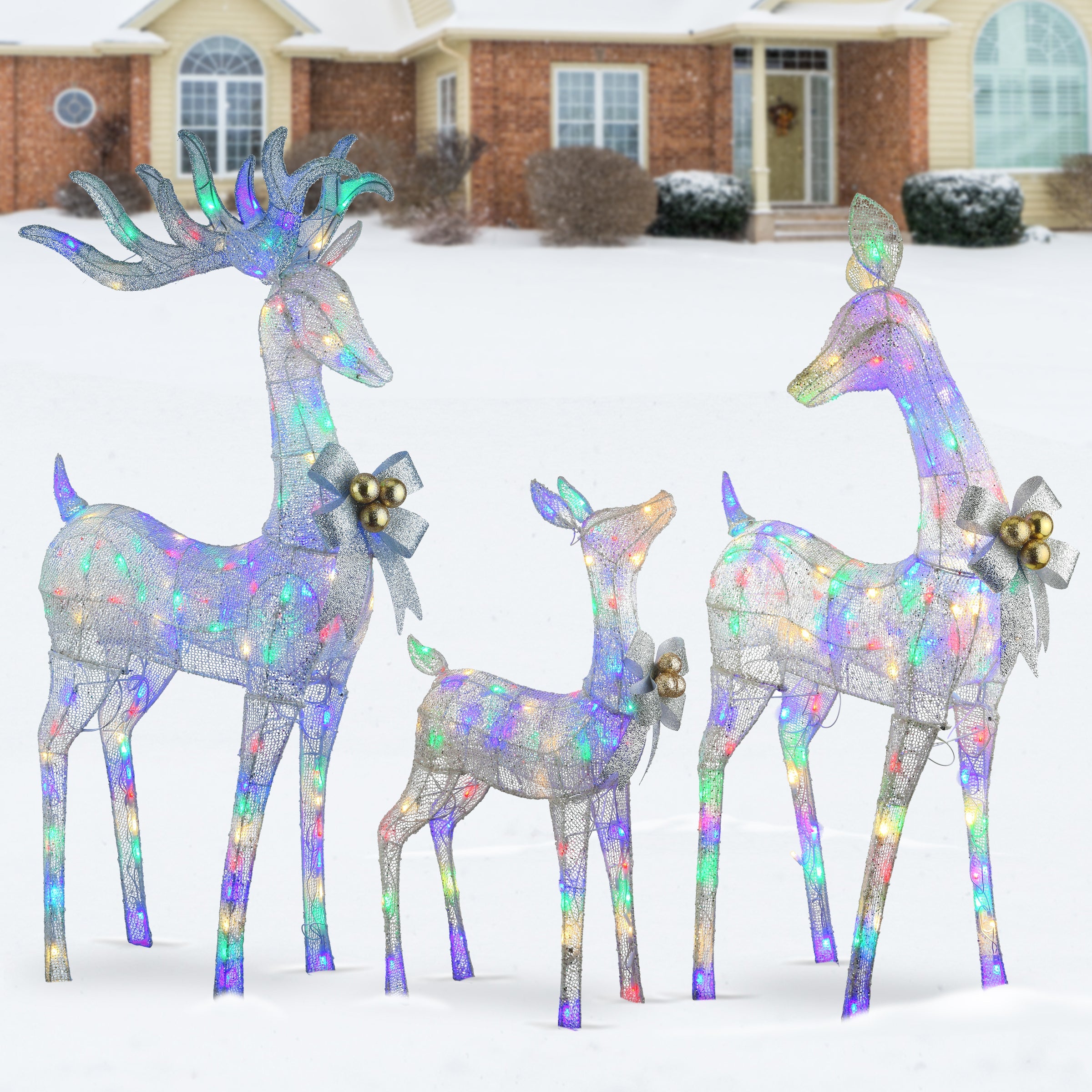 3-Piece Deer Family with LED Lights