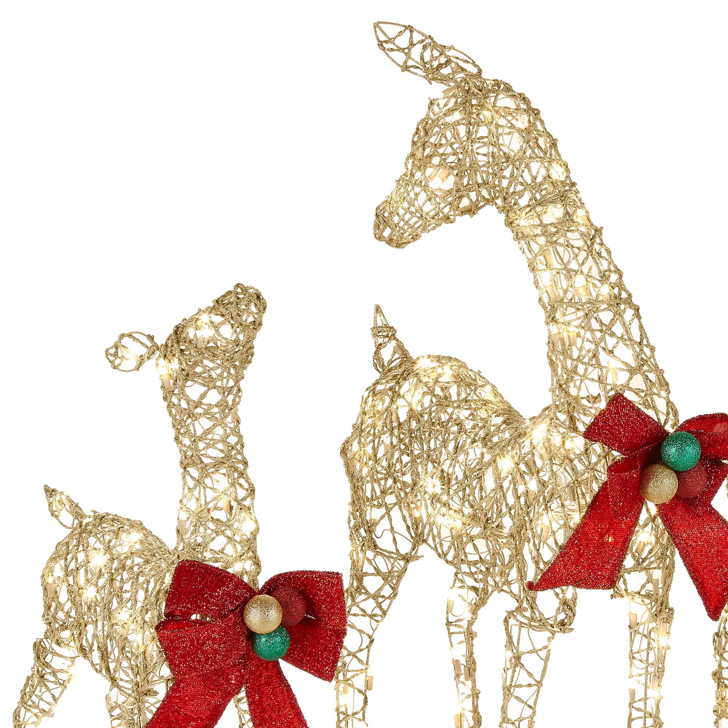 60 in., 52 in. and 36 in. Champagne Glitter Deer Family with 370 Warm White LED Lights