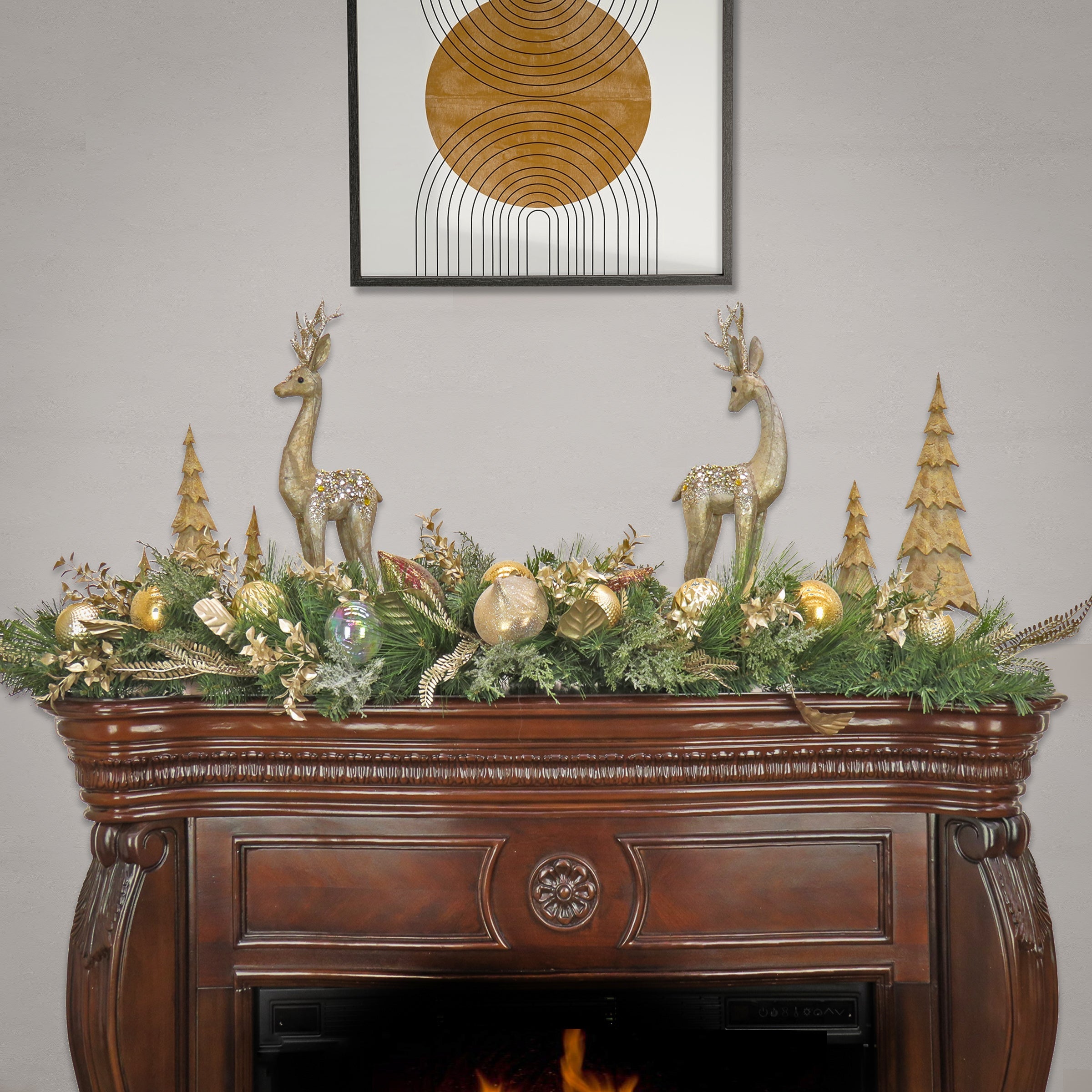 6 ft. HGTV Home Collection Champagne Wishes Mantle Swag