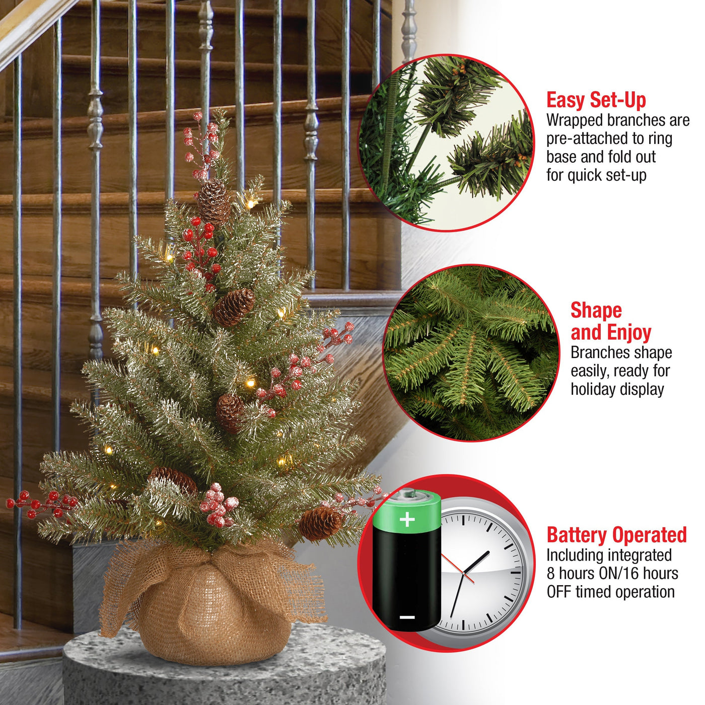 2 ft. Pre-Lit Dunhill Fir Tree with LED Lights