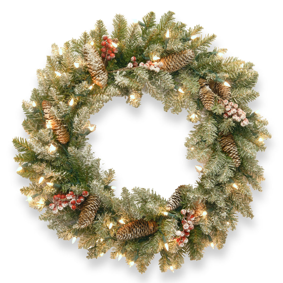 24 in. Pre-Lit Dunhill Fir Wreath with Clear Lights