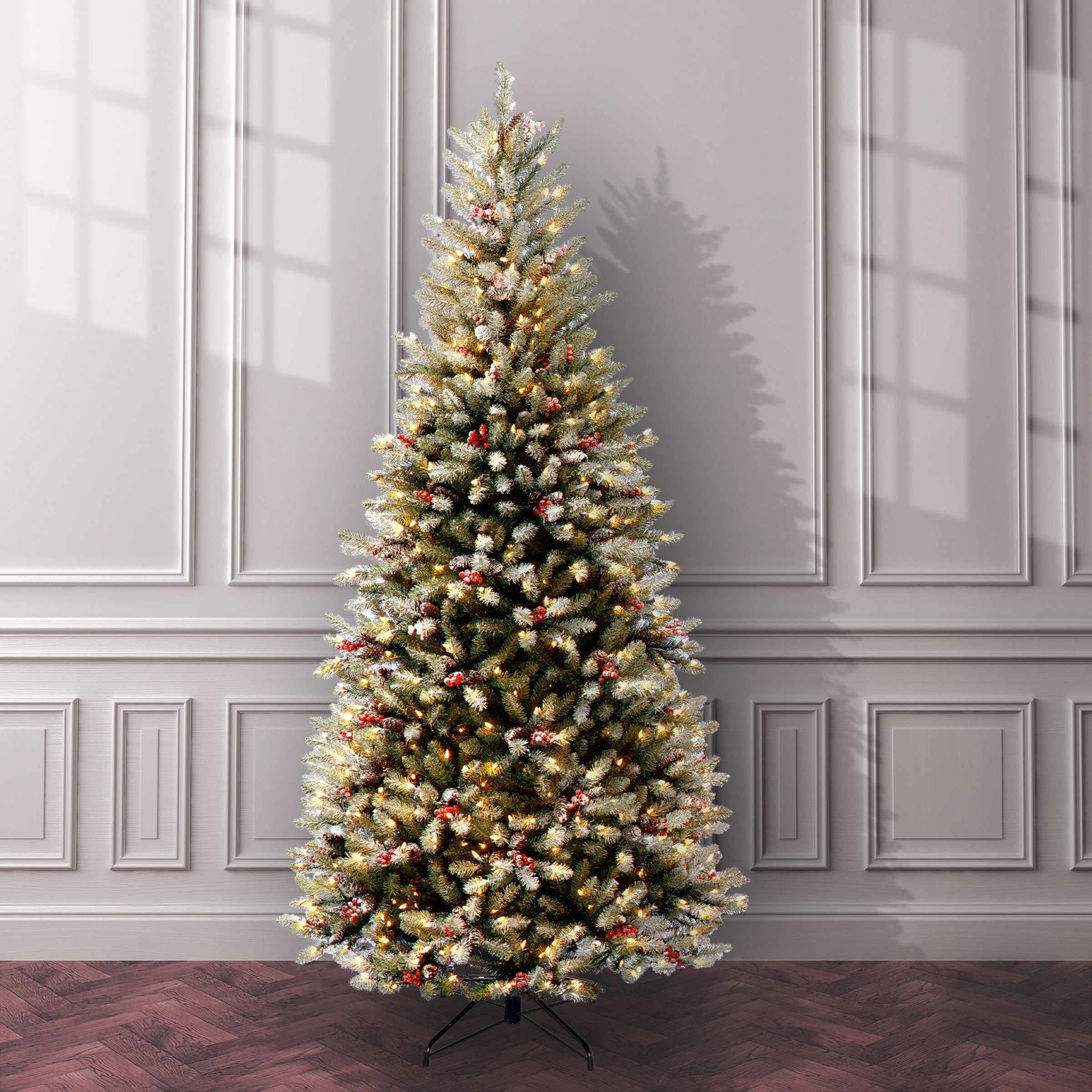 7.5 ft. Pre-Lit Dunhill Fir Slim Tree with Clear Lights
