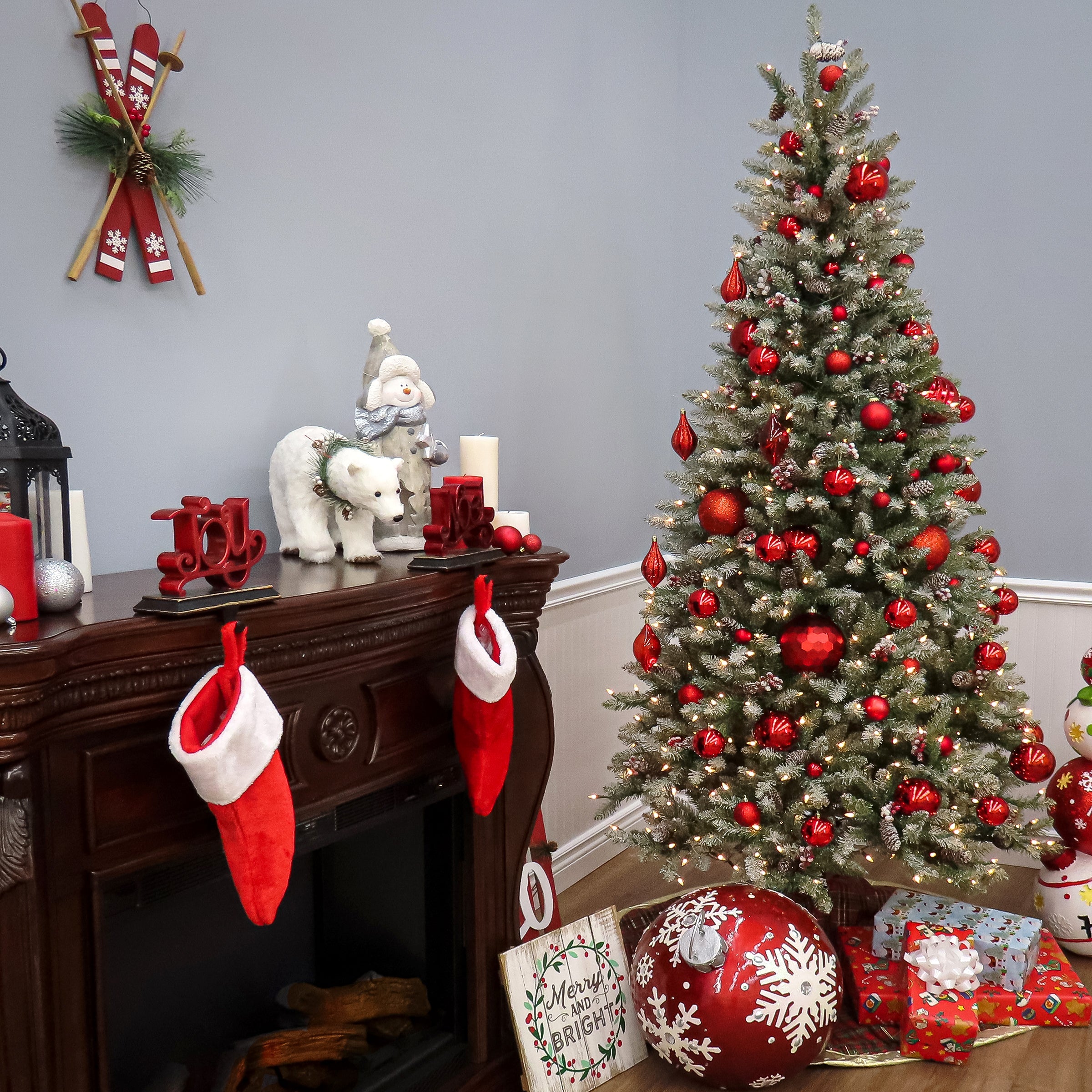 7.5 ft. Pre-Lit Dunhill Fir Slim Tree with Clear Lights