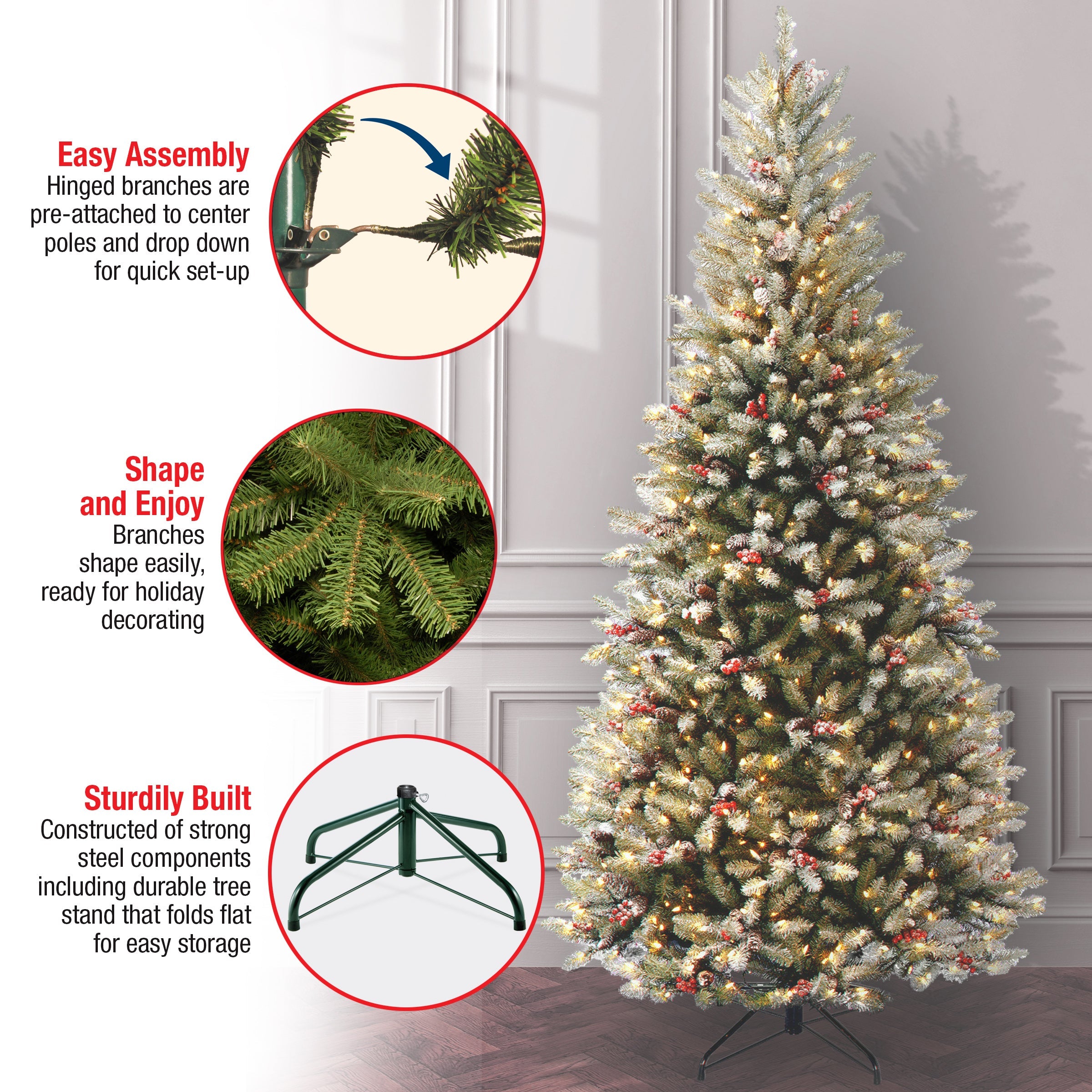 7.5 ft. Pre-Lit Dunhill Fir Slim Tree with Clear Lights