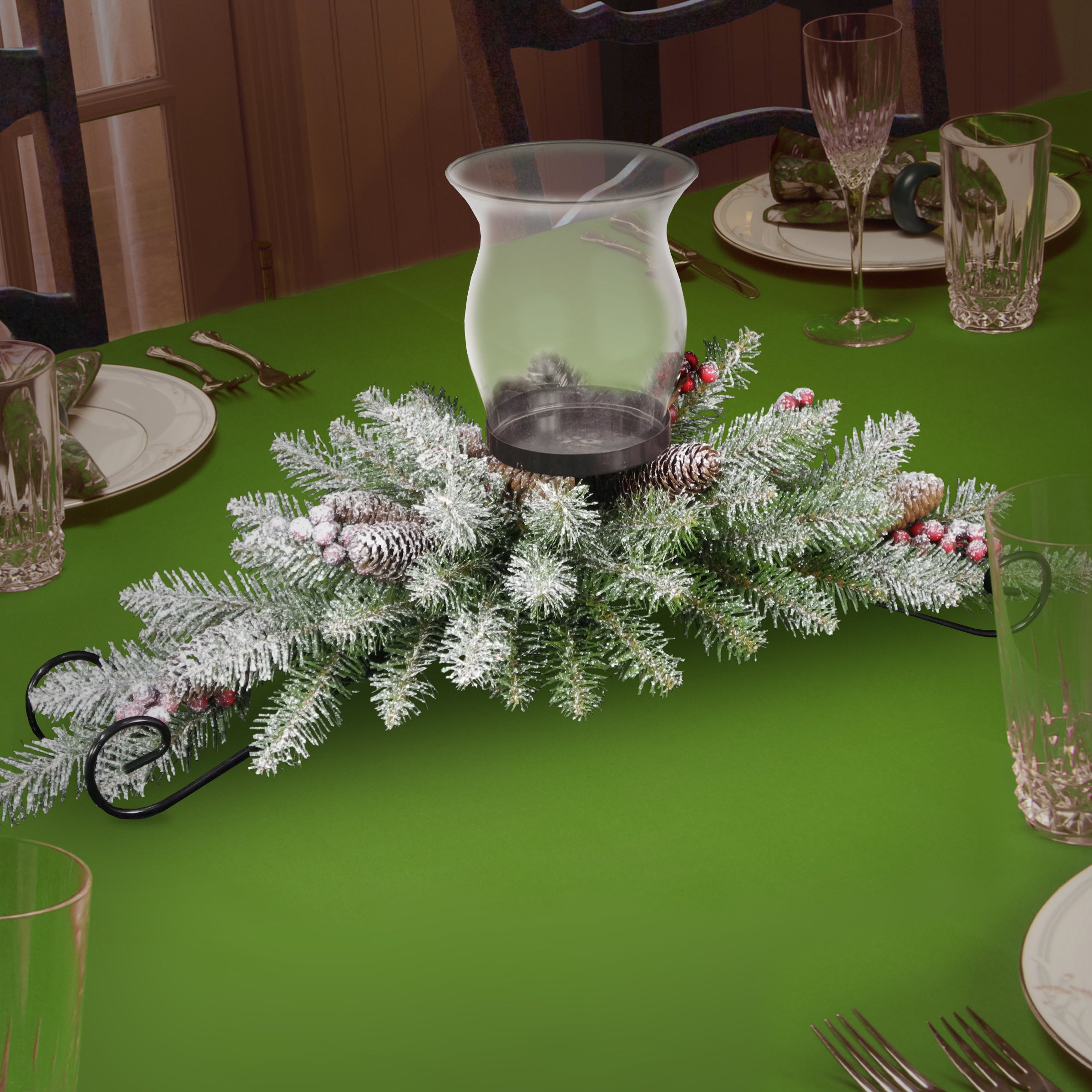 30 in. Dunhill Fir Centerpiece and Candle Holder