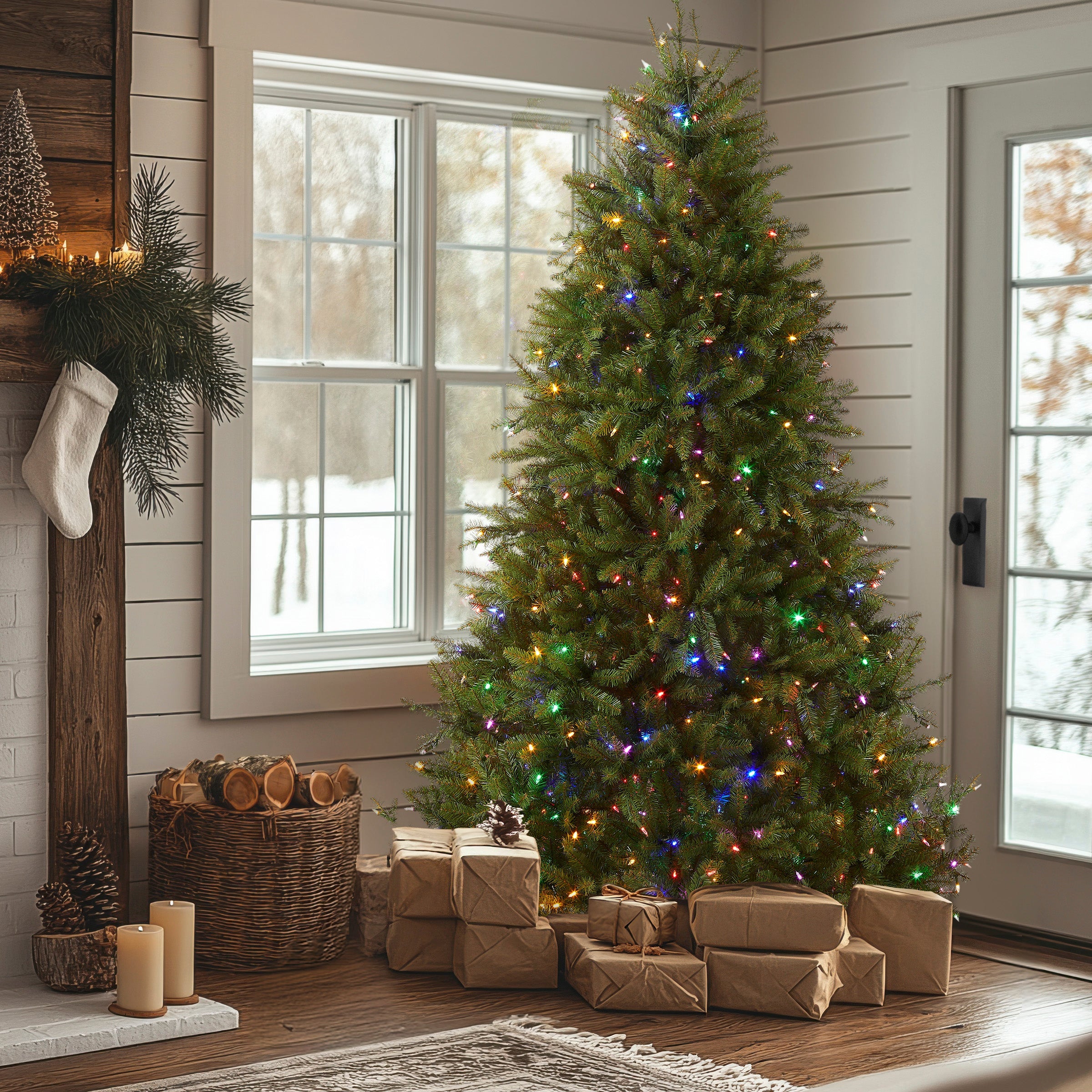 7.5 ft. Pre-Lit Dunhill Fir Tree with Dual Color LED Lights