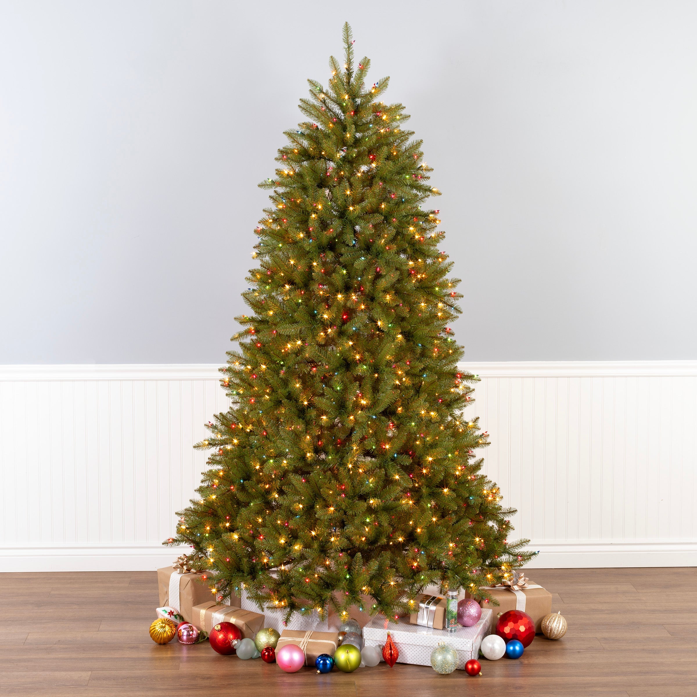 7.5 ft. Pre-Lit Dunhill Fir Tree with Multicolor, Clear Spectrum Lights