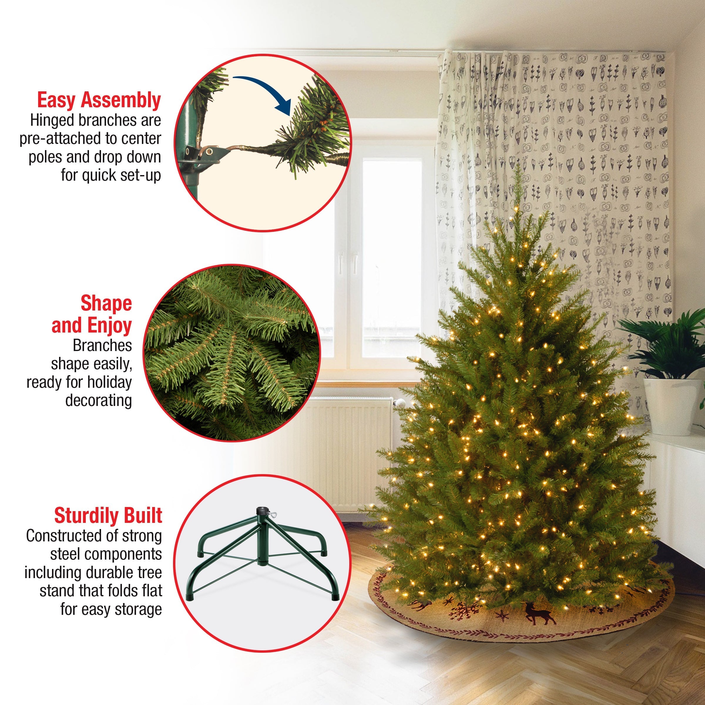 4 ft. Pre-Lit Dunhill Fir Tree with Clear Lights