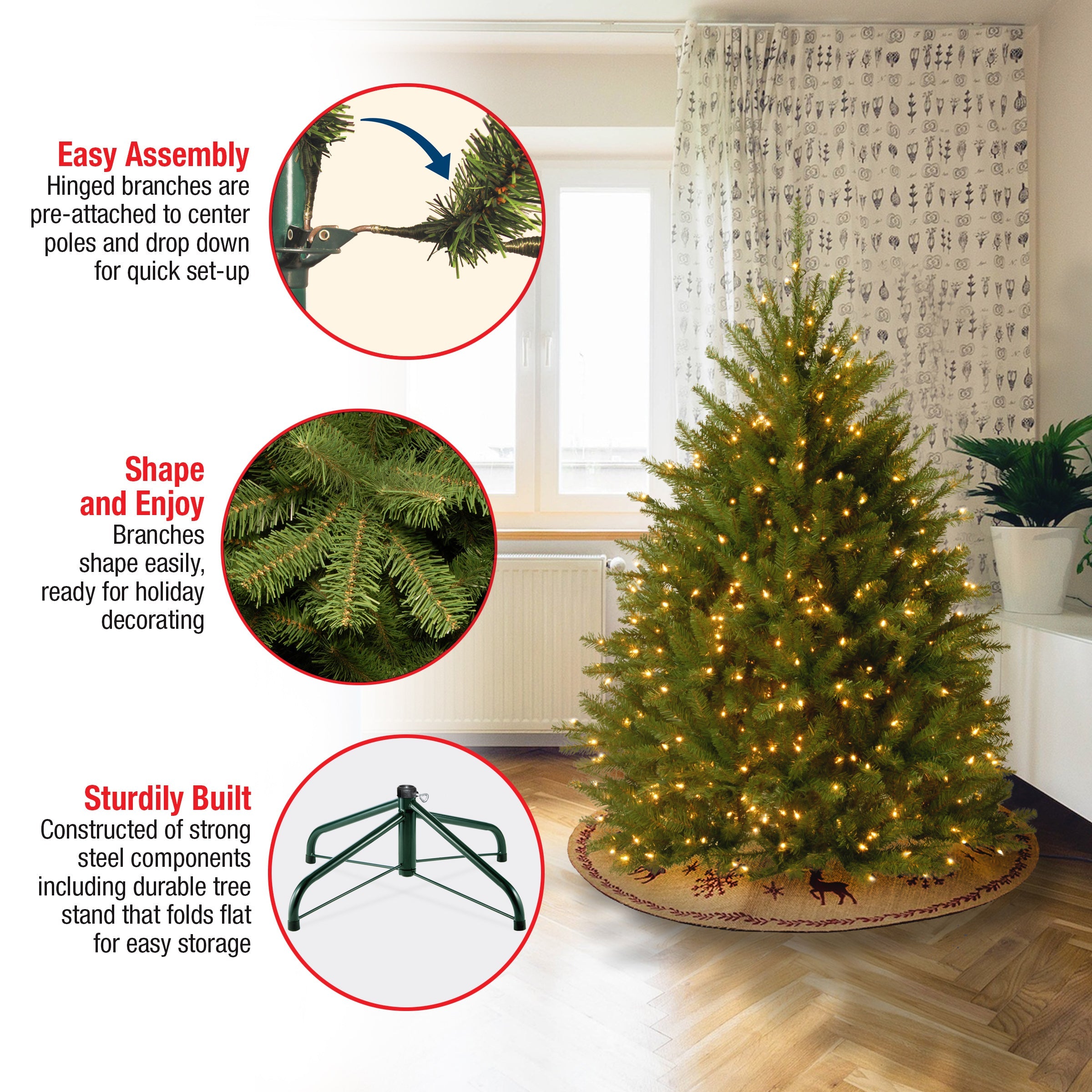 4.5 ft. Pre-Lit Dunhill Fir Tree with Clear Lights