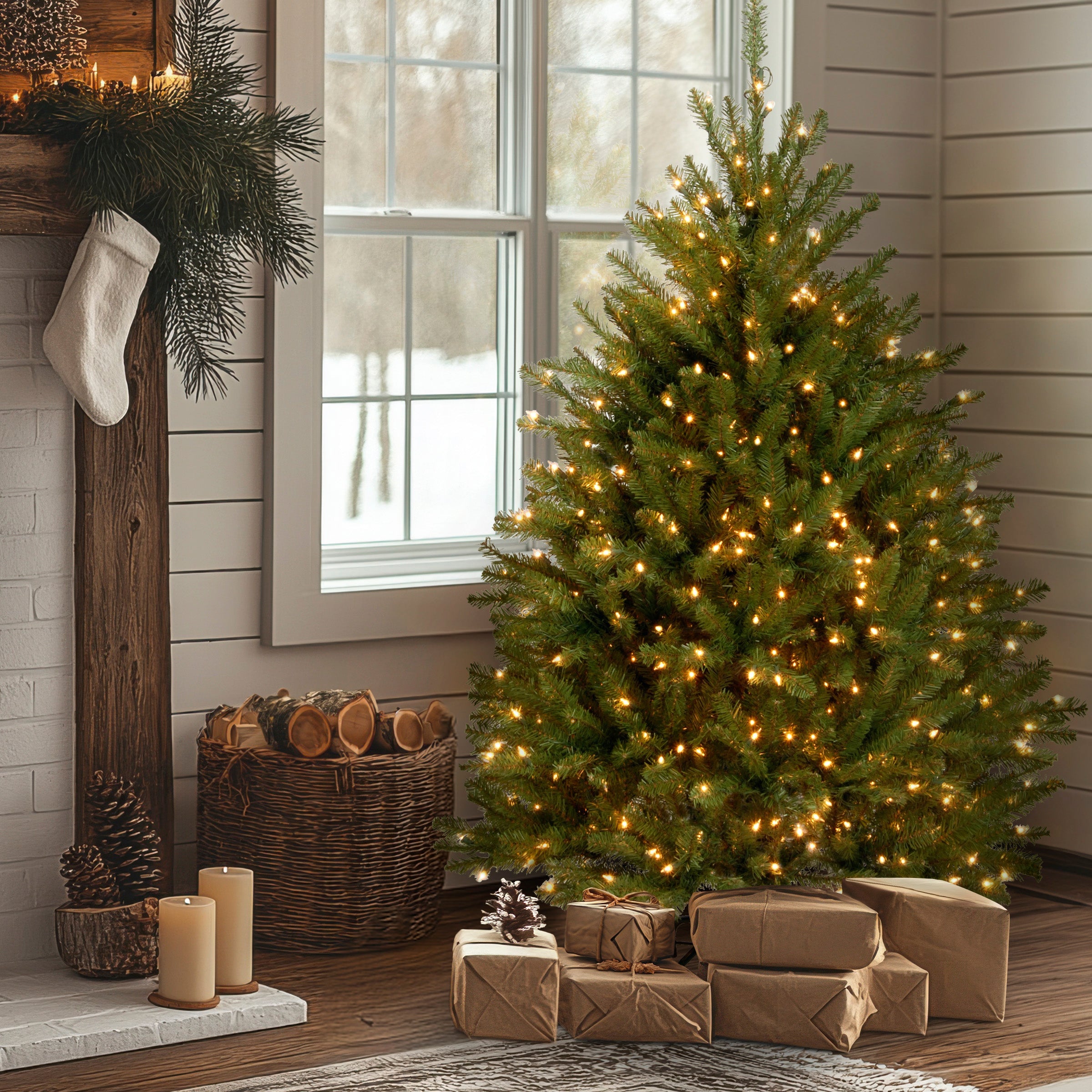 4.5 ft. Pre-Lit Dunhill Fir Tree with Clear Lights
