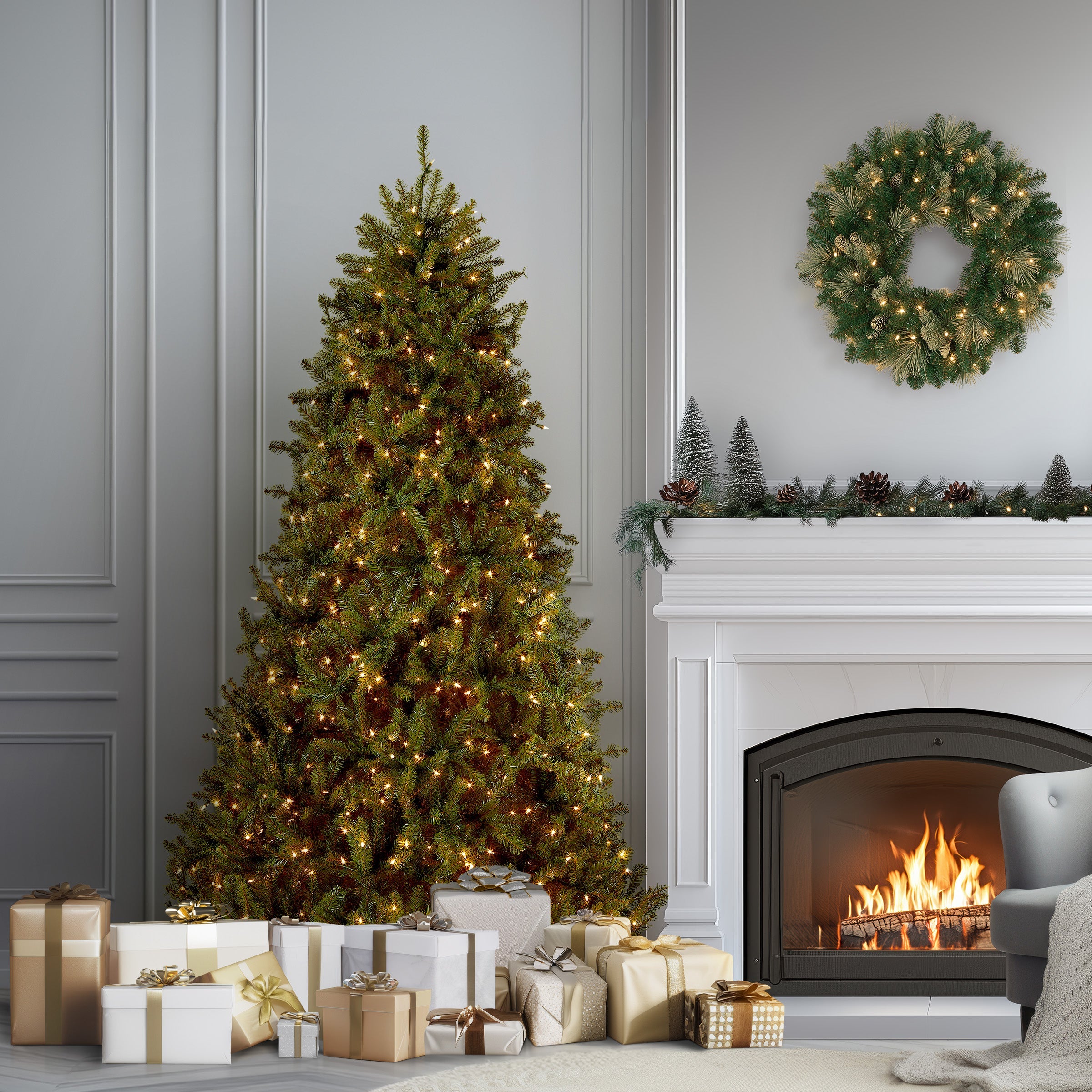 6.5 ft. Pre-Lit Dunhill Fir Tree with Clear Lights