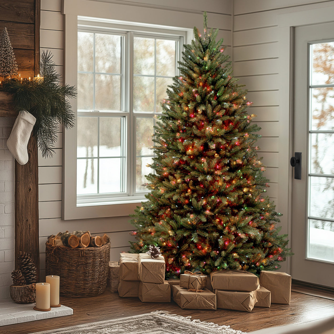 7 ft. Pre-Lit Dunhill Fir Tree with Multicolor Lights
