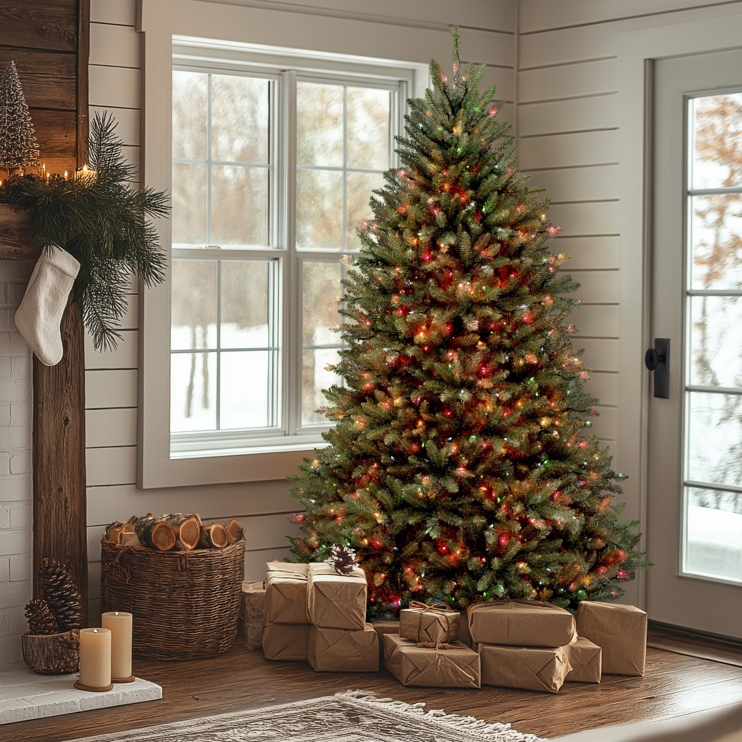 7 ft. Pre-Lit Dunhill Fir Tree with Multicolor Lights