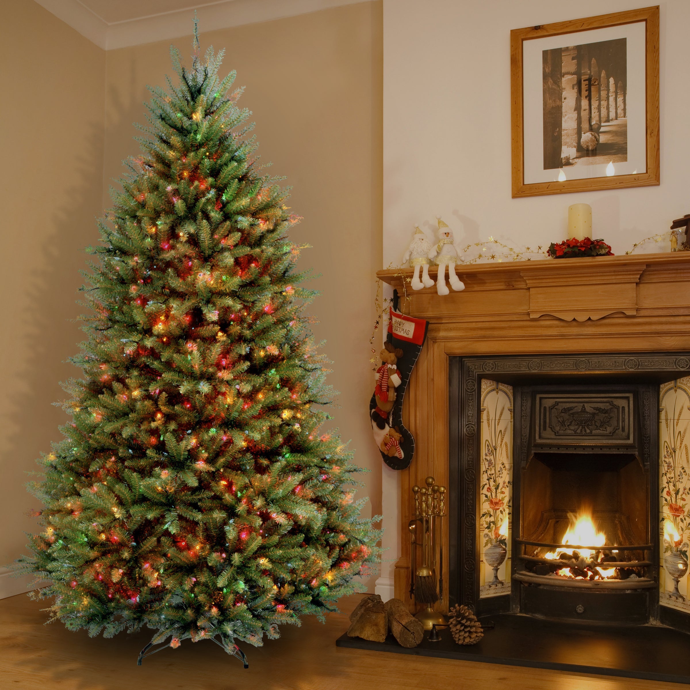 7.5 ft. Pre-Lit Dunhill Fir Tree with Multicolor Lights