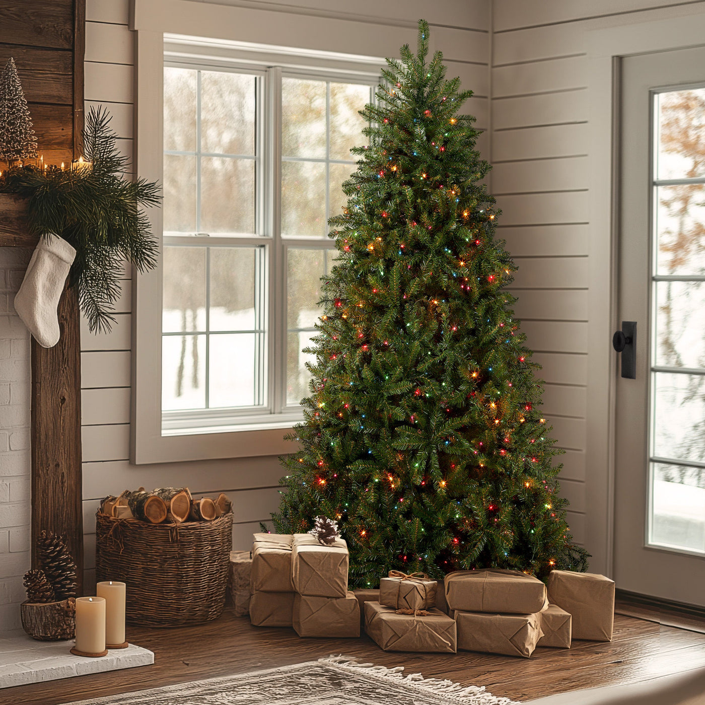 7.5 ft. Pre-Lit Dunhill Fir Tree with Multicolor Lights