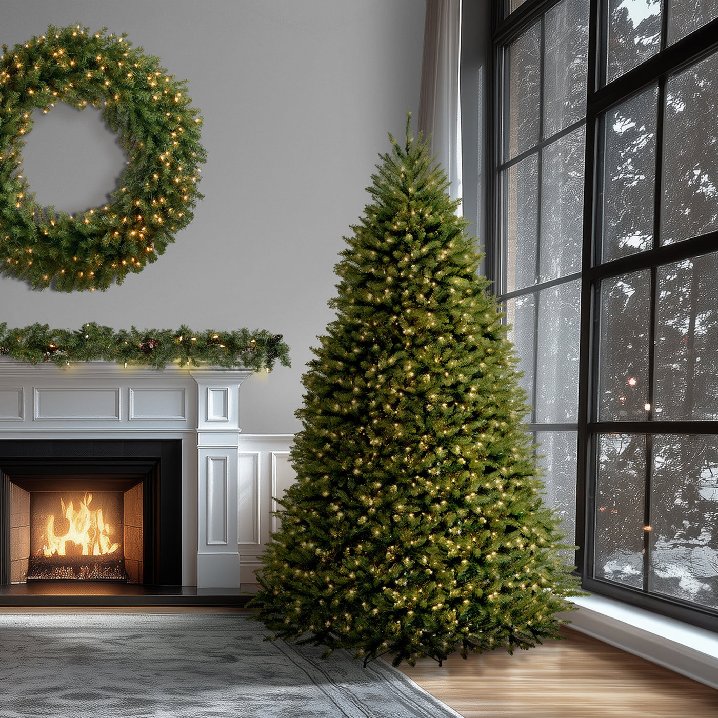 9 ft. Pre-Lit Dunhill Fir Tree with 900 Clear Lights