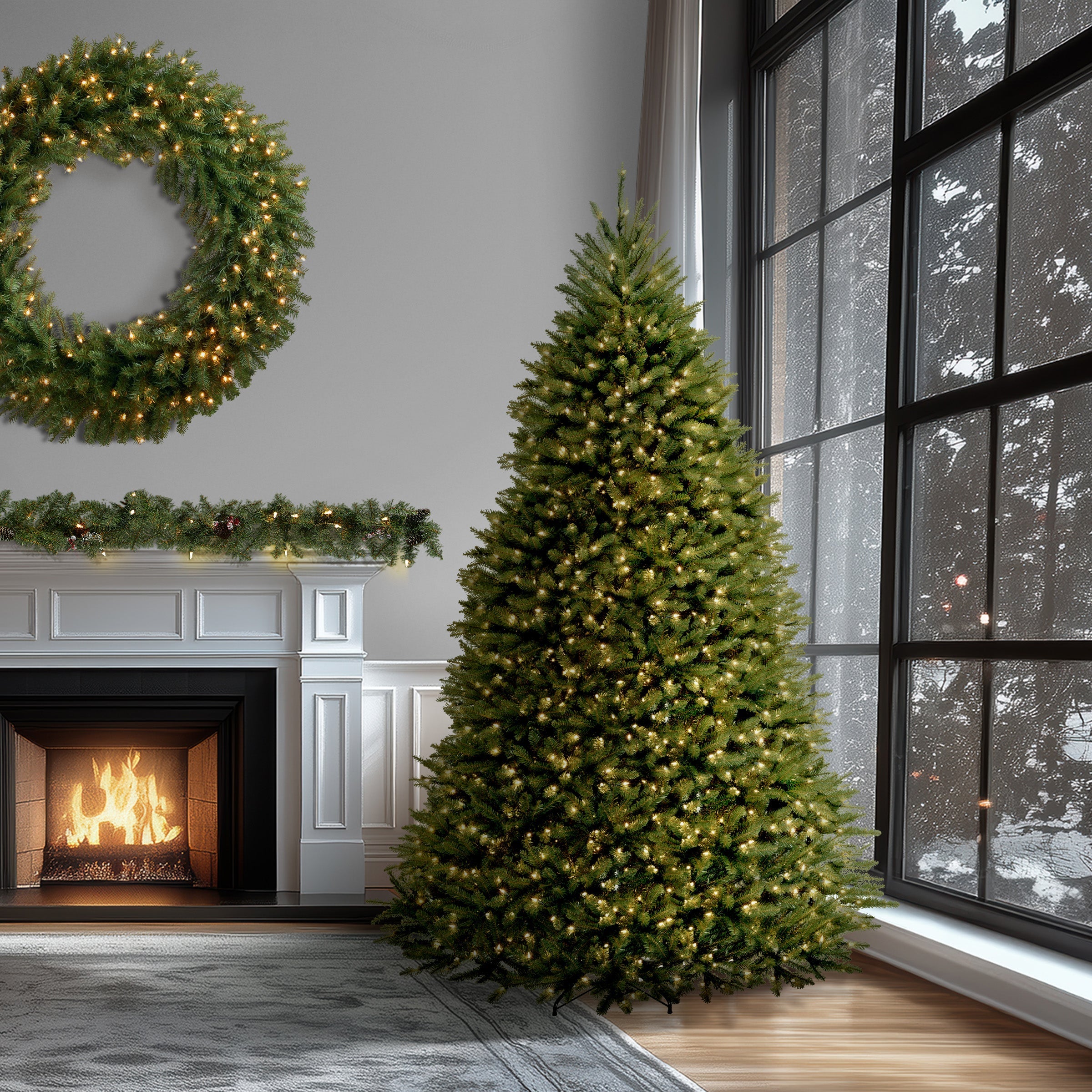 9 ft. Pre-Lit Dunhill Fir Tree with 900 Clear Lights