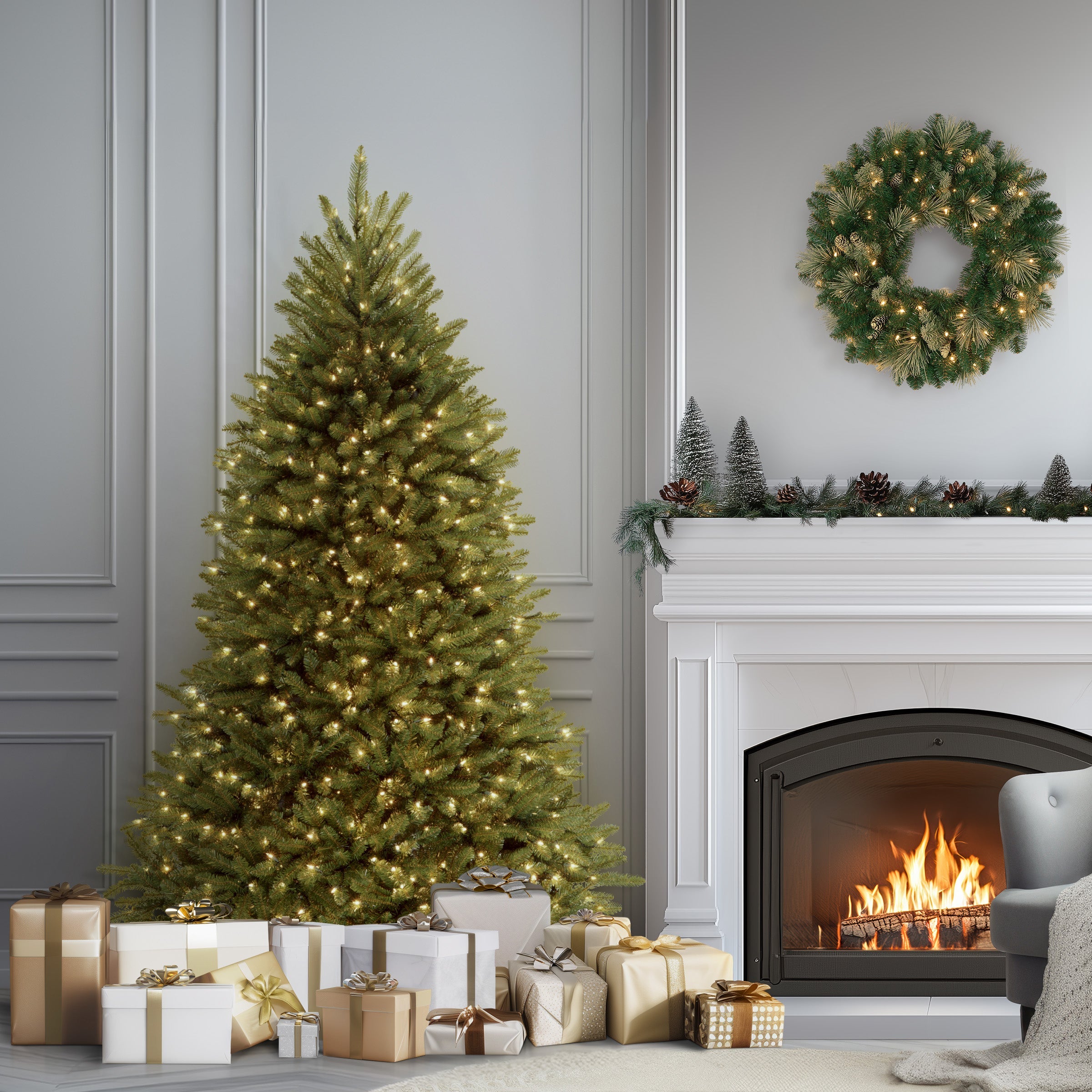 6.5 ft. Pre-Lit Dunhill Fir Tree with PowerConnect Clear Lights