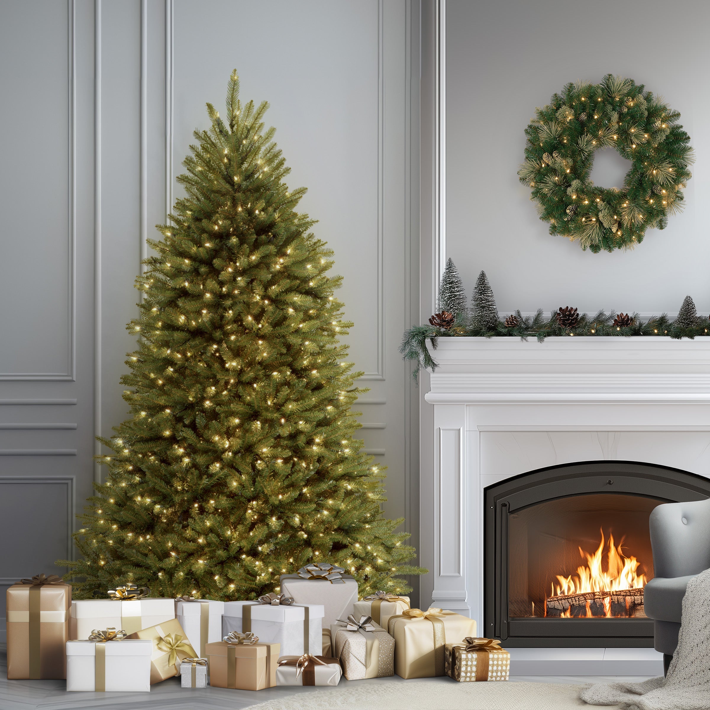 7 ft. Pre-Lit Dunhill Fir Tree with PowerConnect Clear Lights