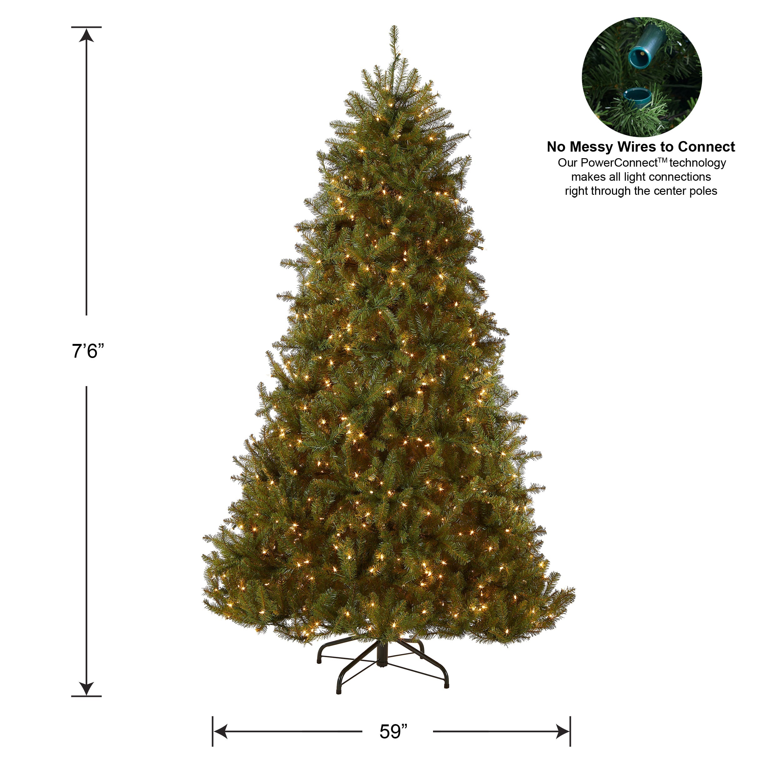 7.5 ft. Pre-Lit Dunhill Fir Tree with PowerConnect Clear Lights