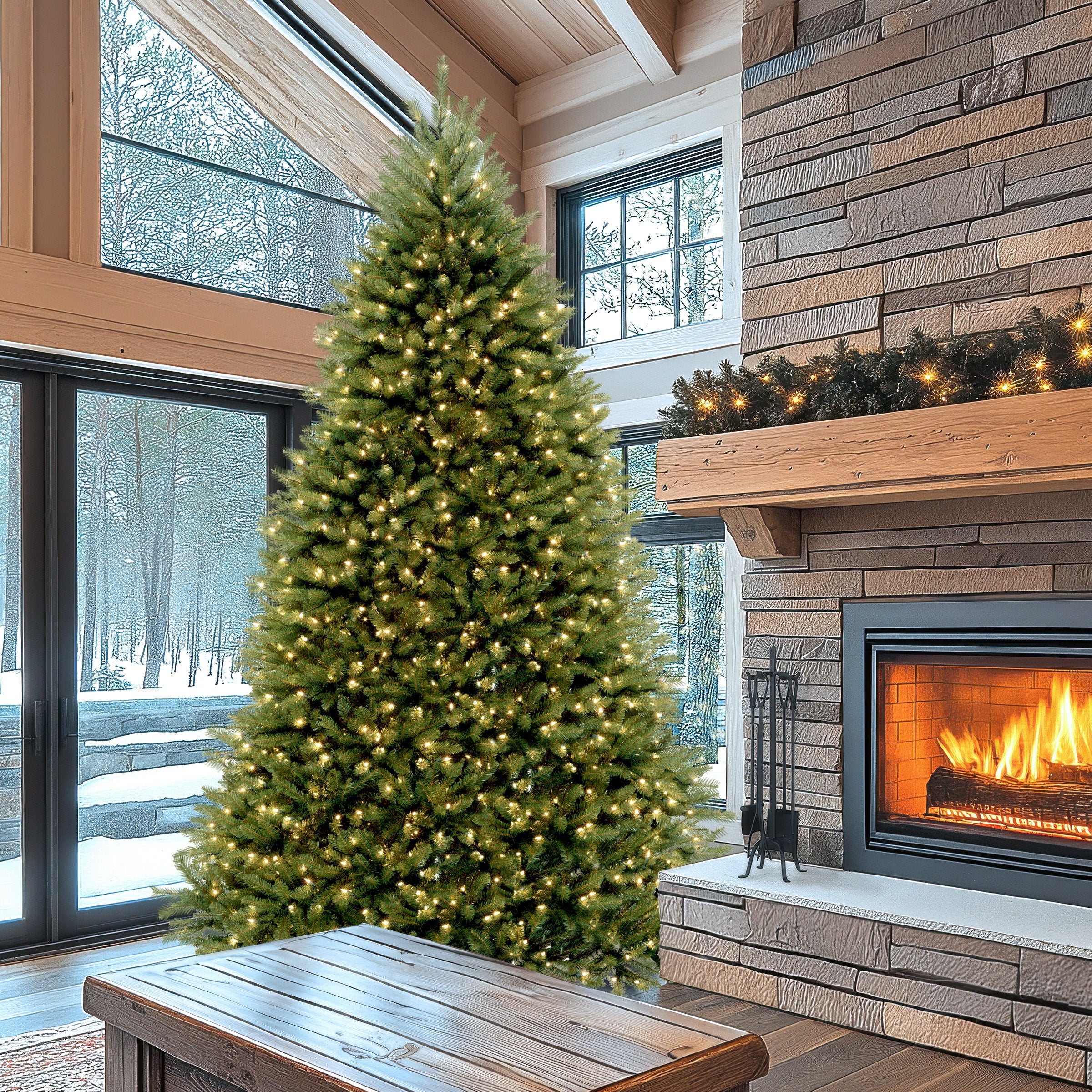 9 ft. Pre-Lit Dunhill Fir Tree with PowerConnect Clear Lights