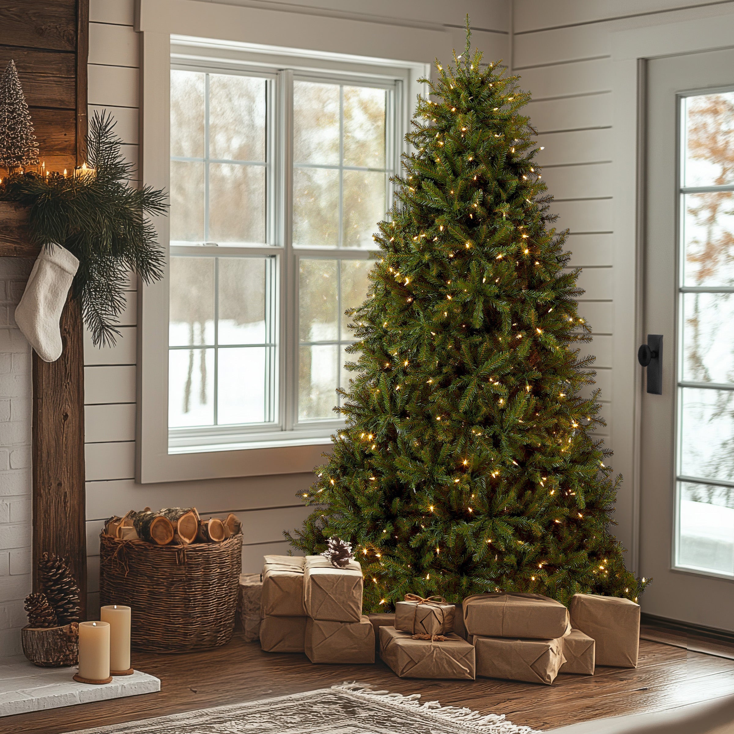 7 ft. Pre-Lit Dunhill Fir Tree with PowerConnect Dual Color LED Lights