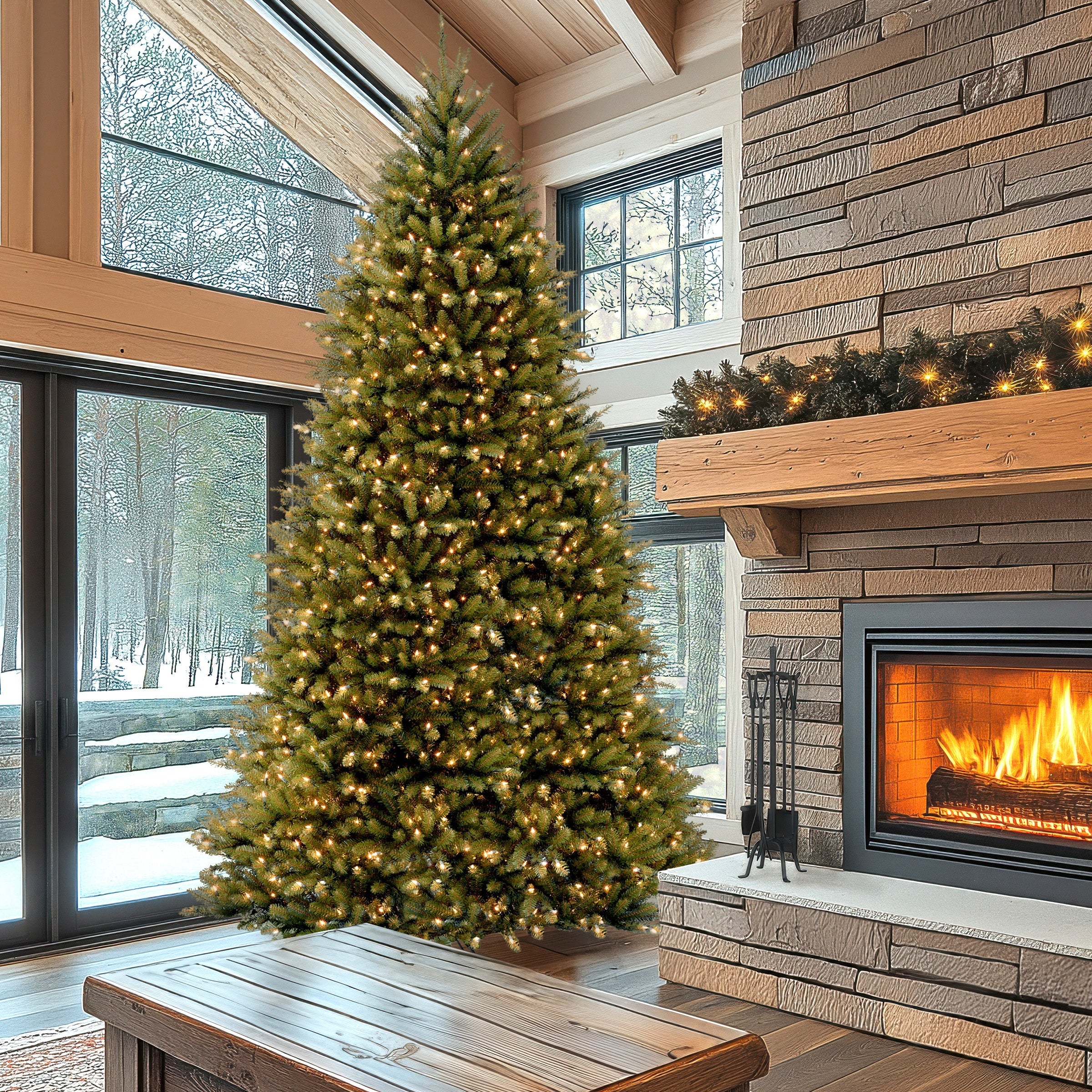12 ft. Pre-Lit Dunhill Fir Tree with PowerConnect Dual Color LED Lights