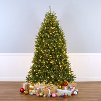 7.5 ft. Pre-Lit Dunhill Fir Shimmer Tree Silver Tinsel with Dual Color LED Lights