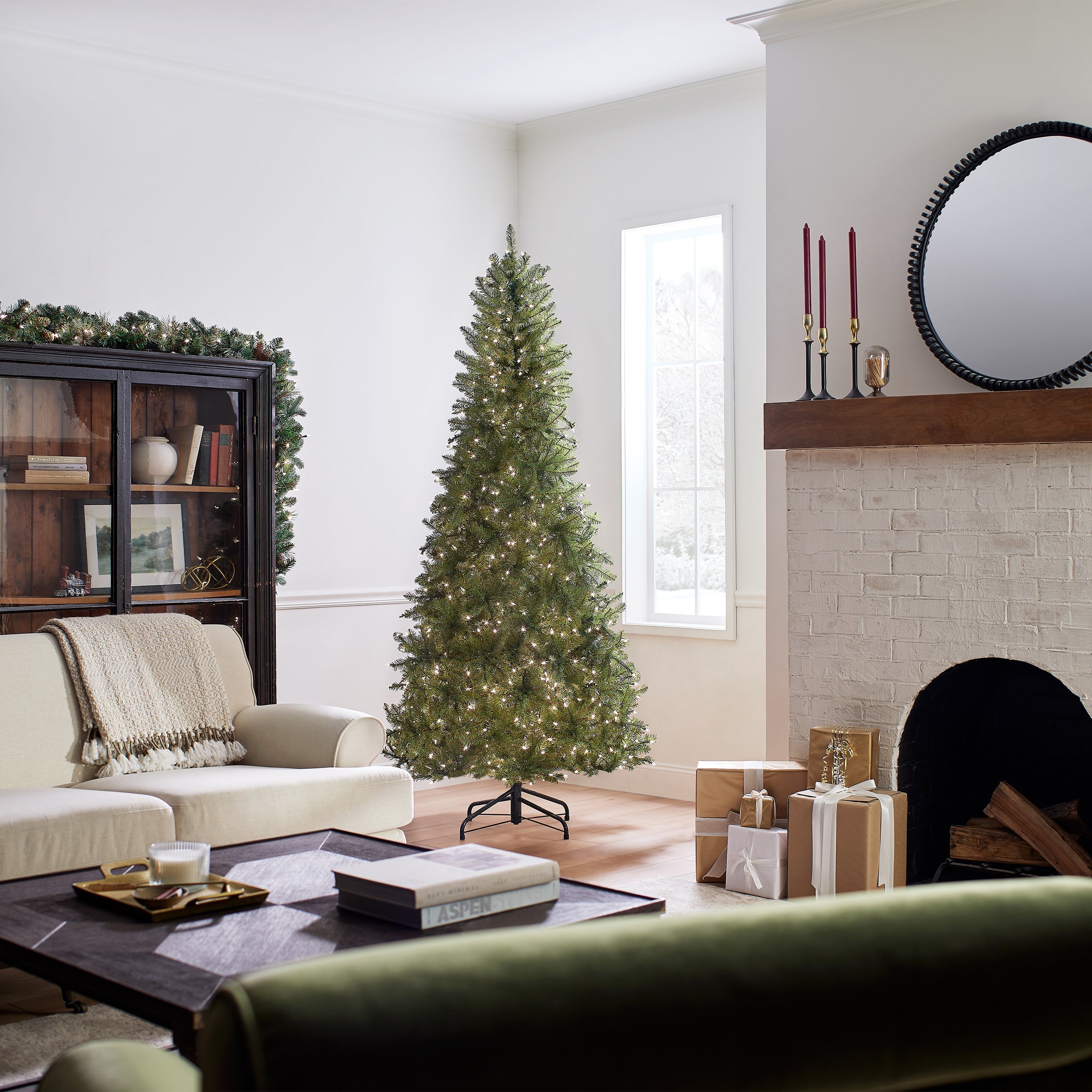 7.5 ft. Pre-Lit Dunhill Fir Slim Tree with Clear Lights
