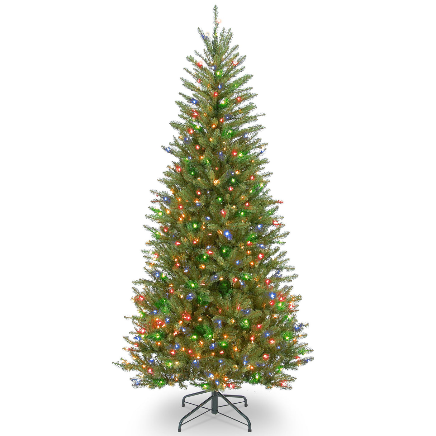 7.5 ft. Pre-Lit Dunhill Fir Slim Tree with Multicolor Lights