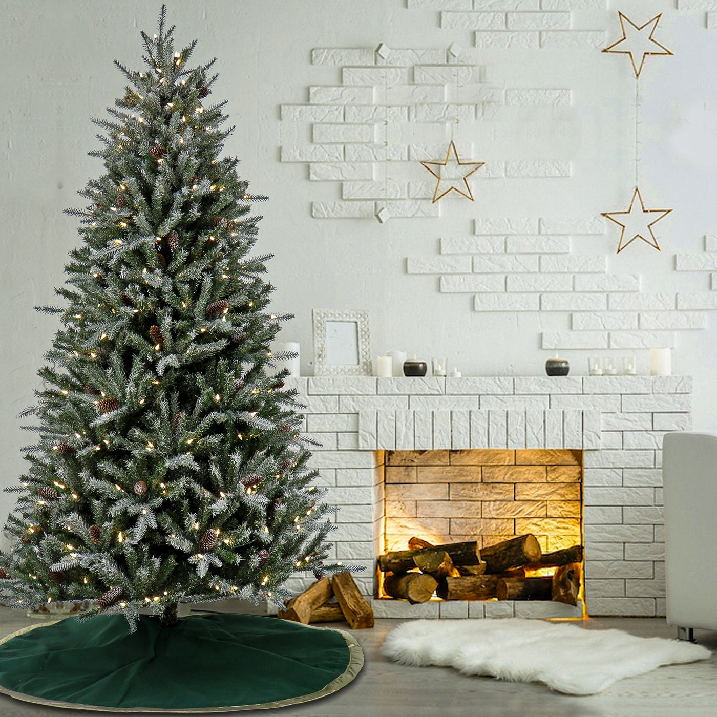 7 ft. Pre-Lit Snowy Olallie Pine Tree with LED Lights