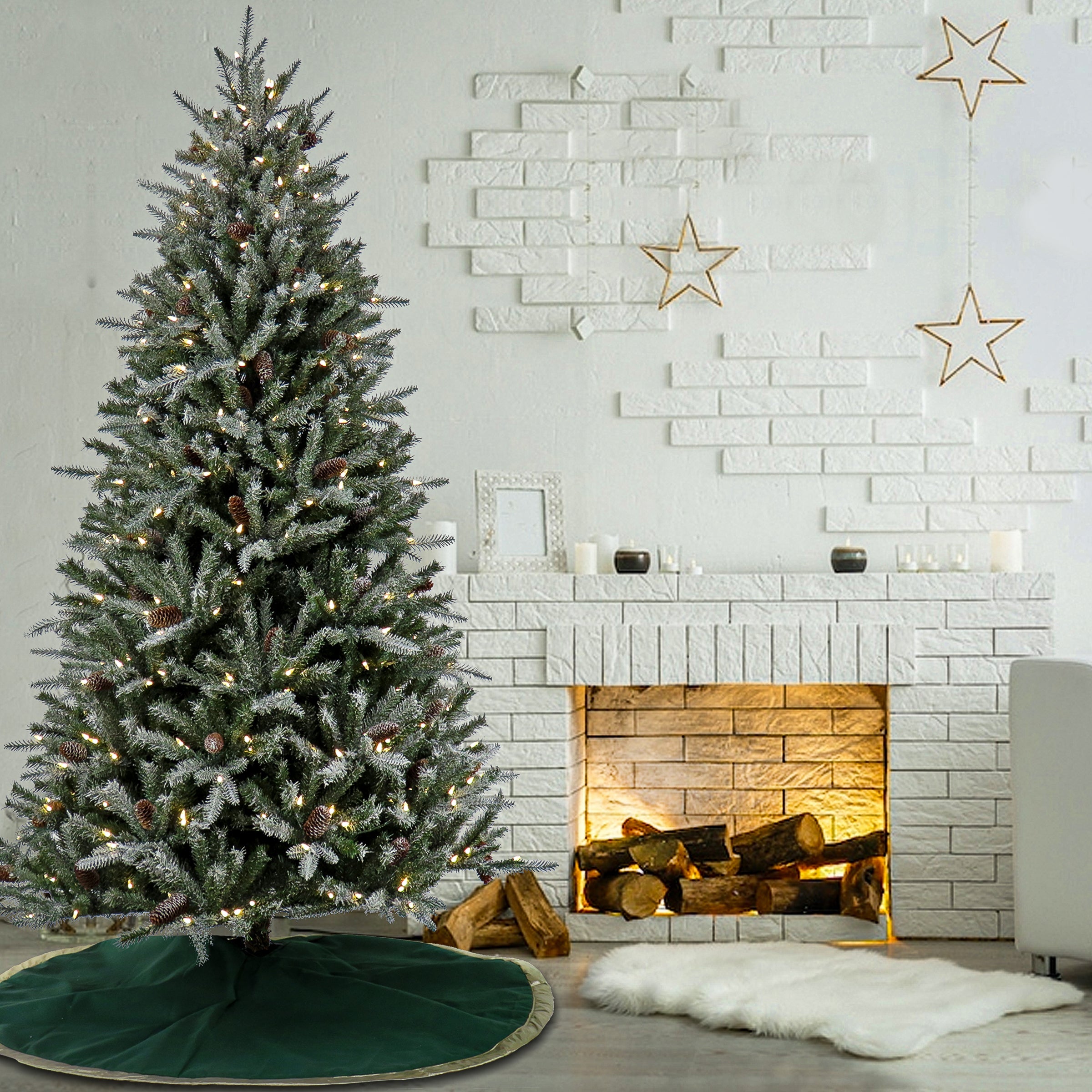 7 ft. Pre-Lit Snowy Olallie Pine Tree with LED Lights
