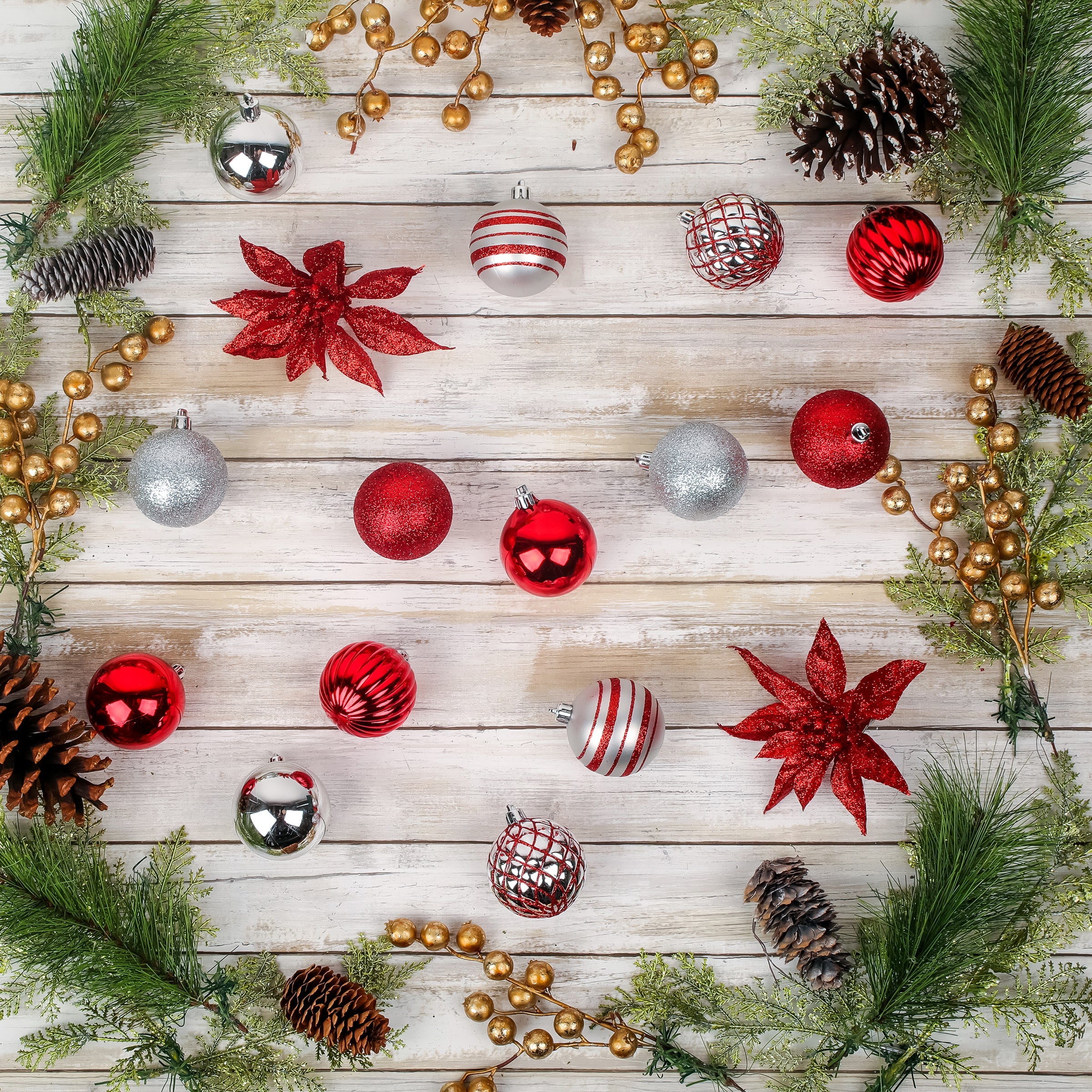 10 in. Red Xmas Ball Set, Shatterproof