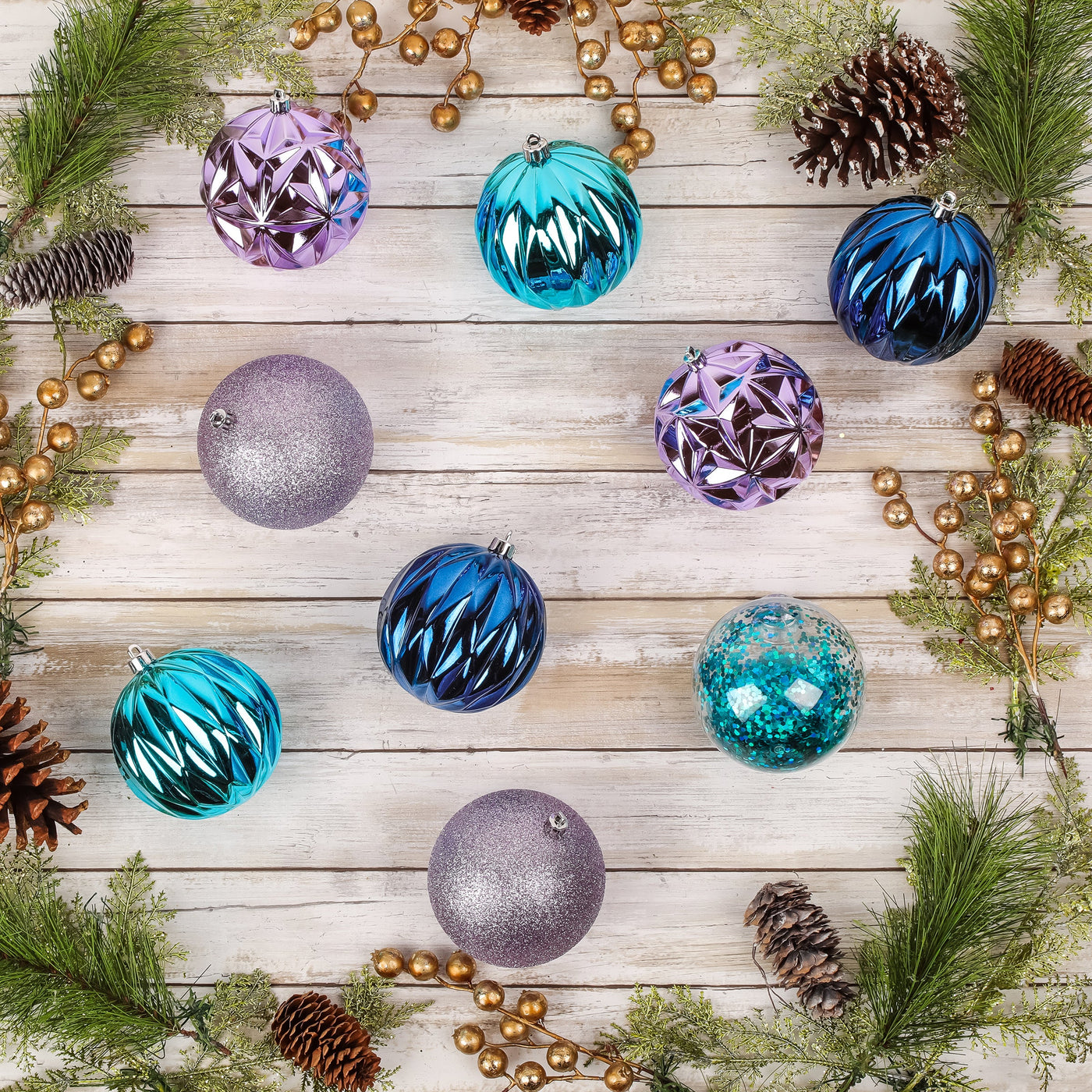 13 in. Purple Xmas Ball Decor Set