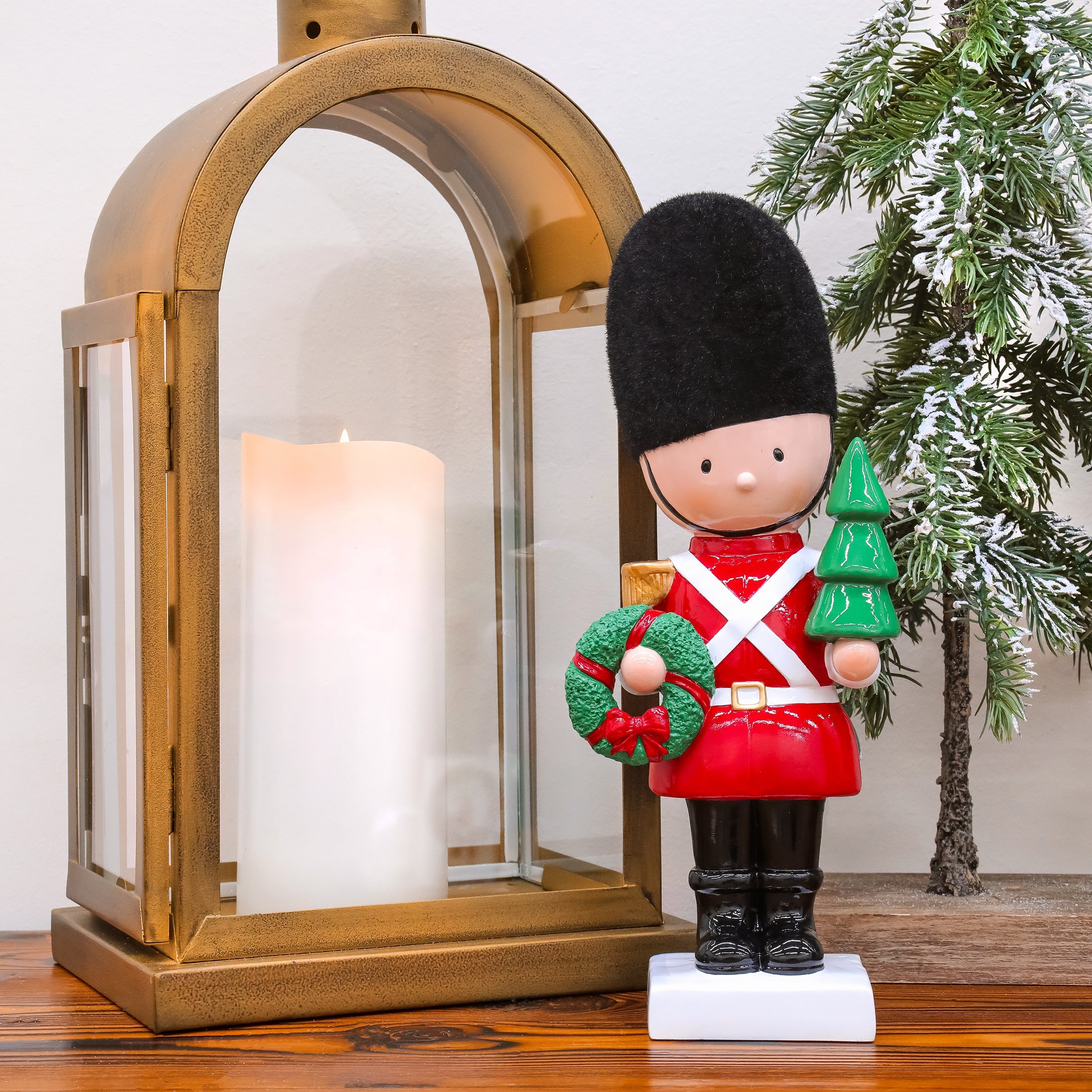 11 in. Christmas Soldier with Wreath and Tree