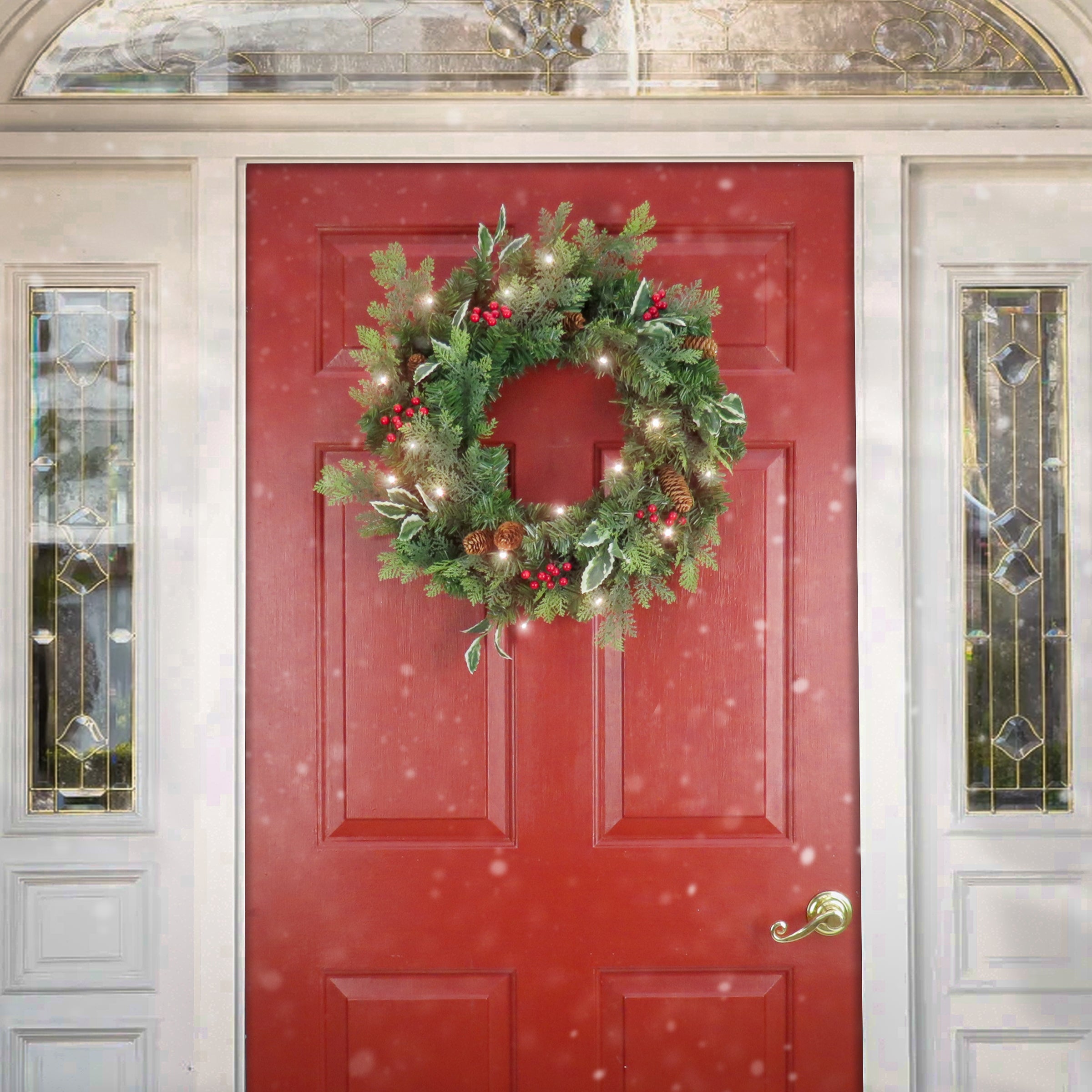 24 in. Pre-Lit First Traditions Christmas Joy Wreath