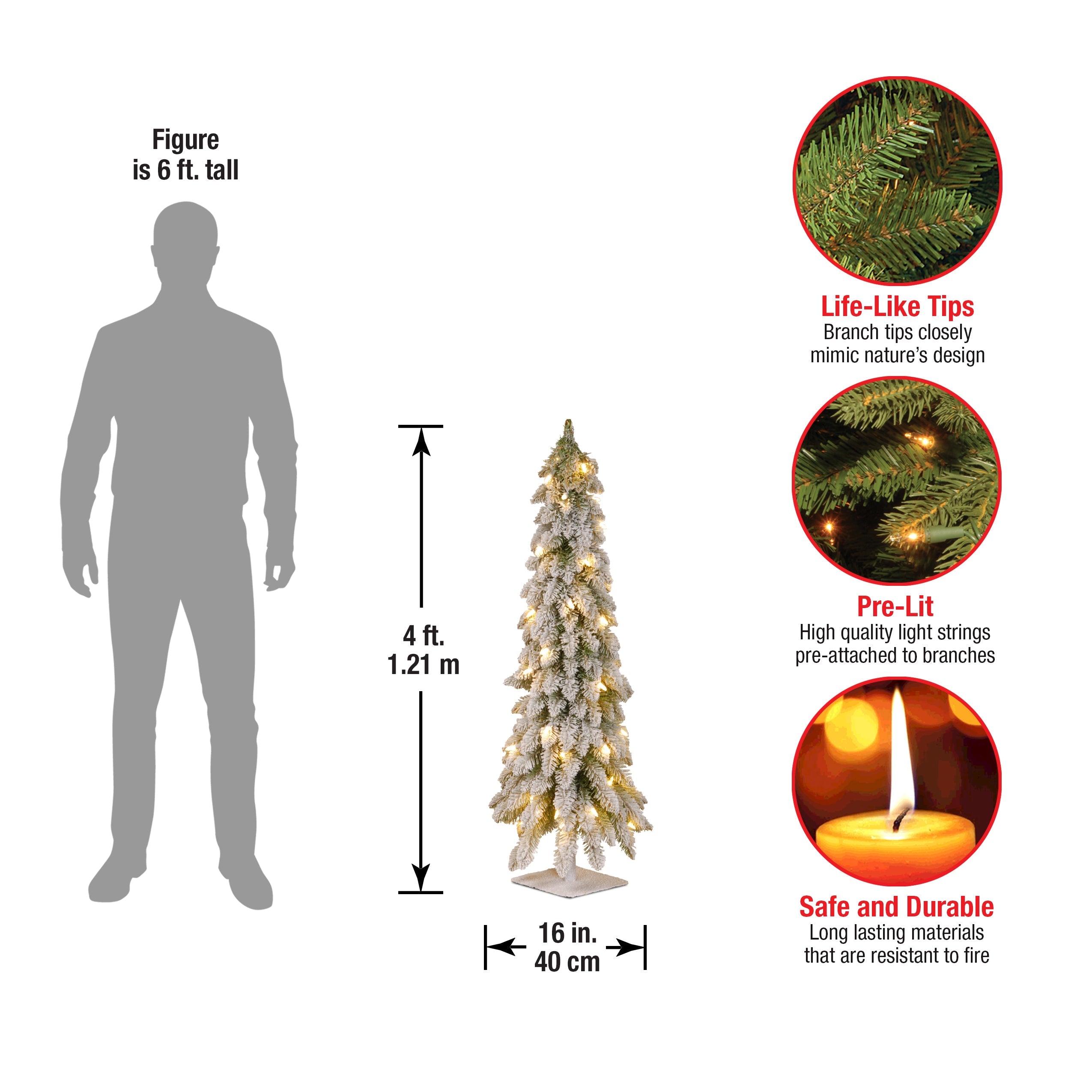 4 ft. Pre-Lit Snowy Downswept Forest Tree with Clear Lights