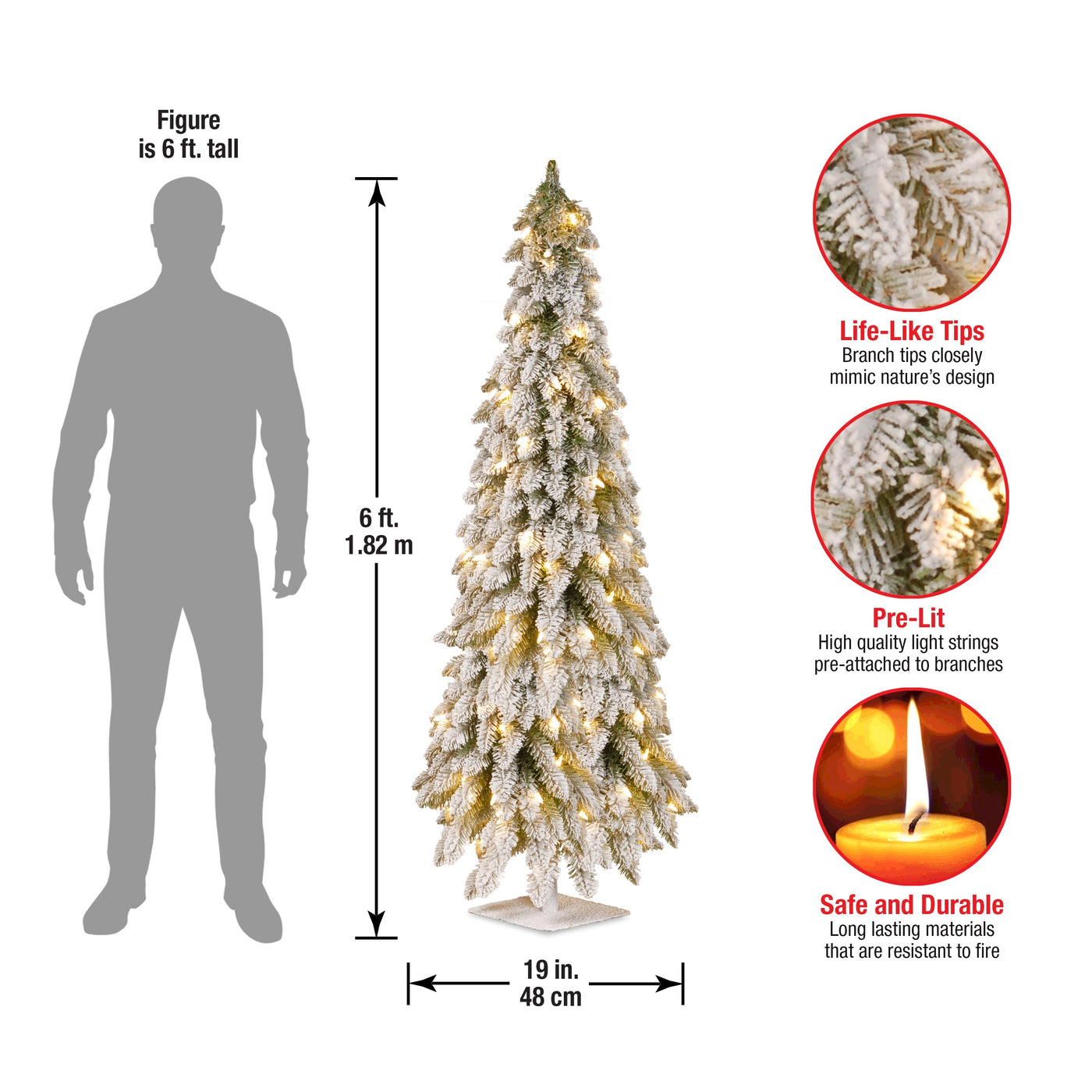 5 ft. Pre-Lit Snowy Downswept Forest Slim Tree with Clear Lights