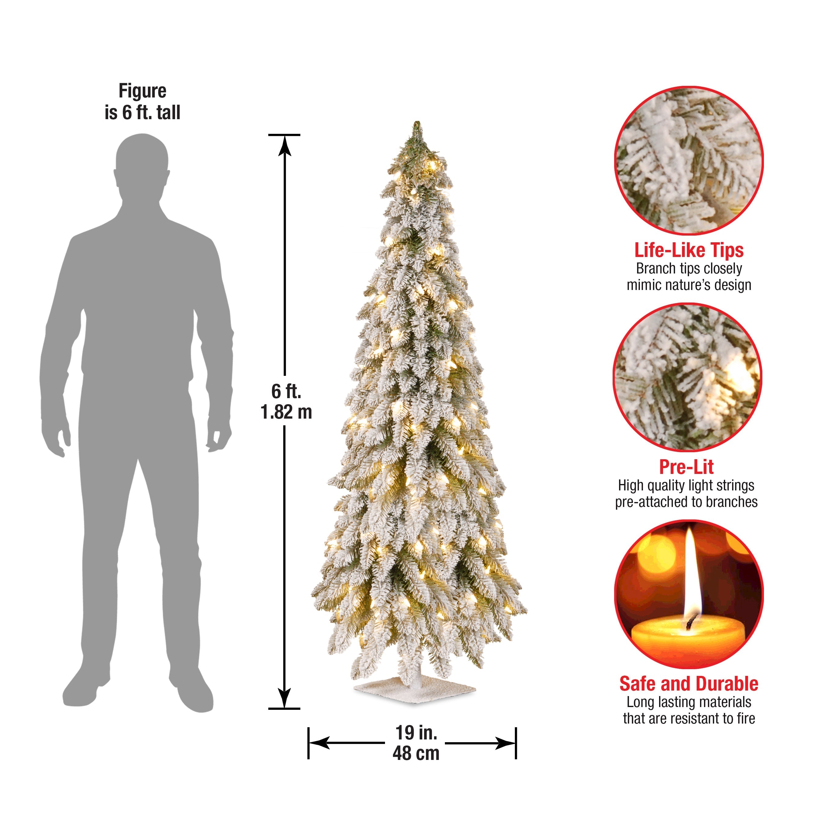 5 ft. Pre-Lit Snowy Downswept Forest Slim Tree with Clear Lights