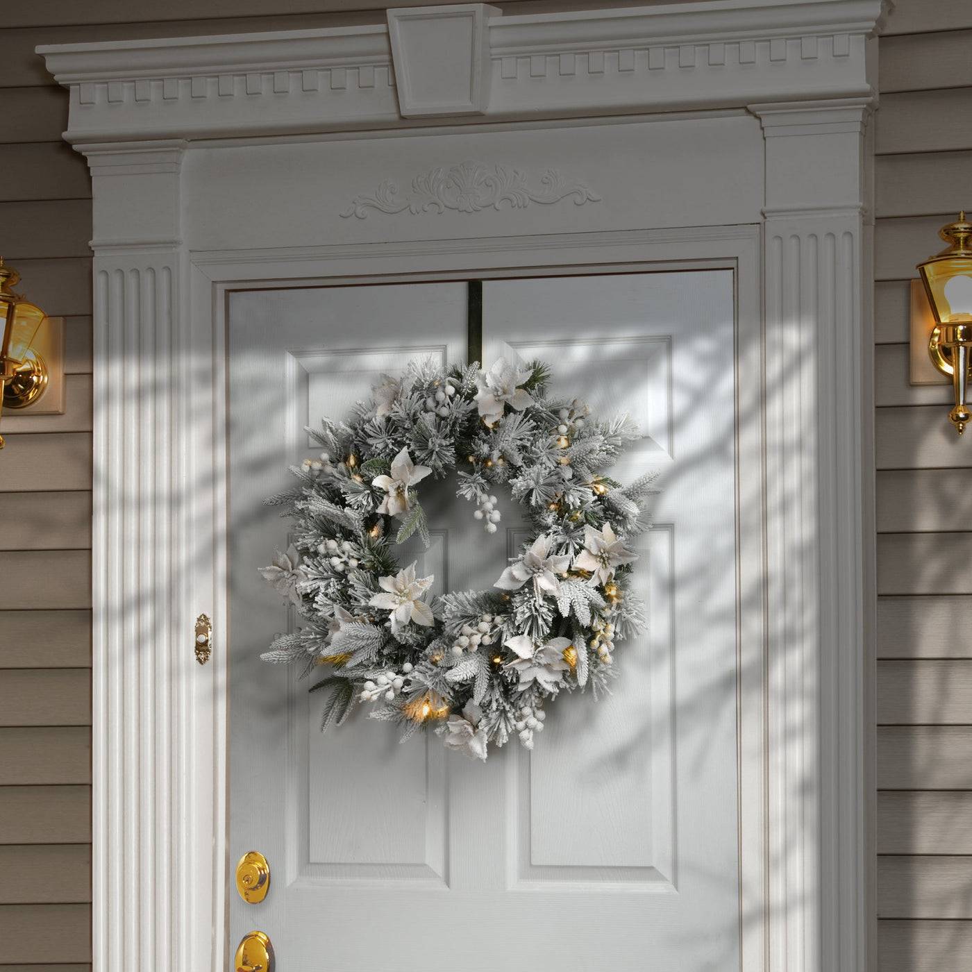 24 in. Pre-Lit Frosted Colonial Fir Wreath with LED Lights