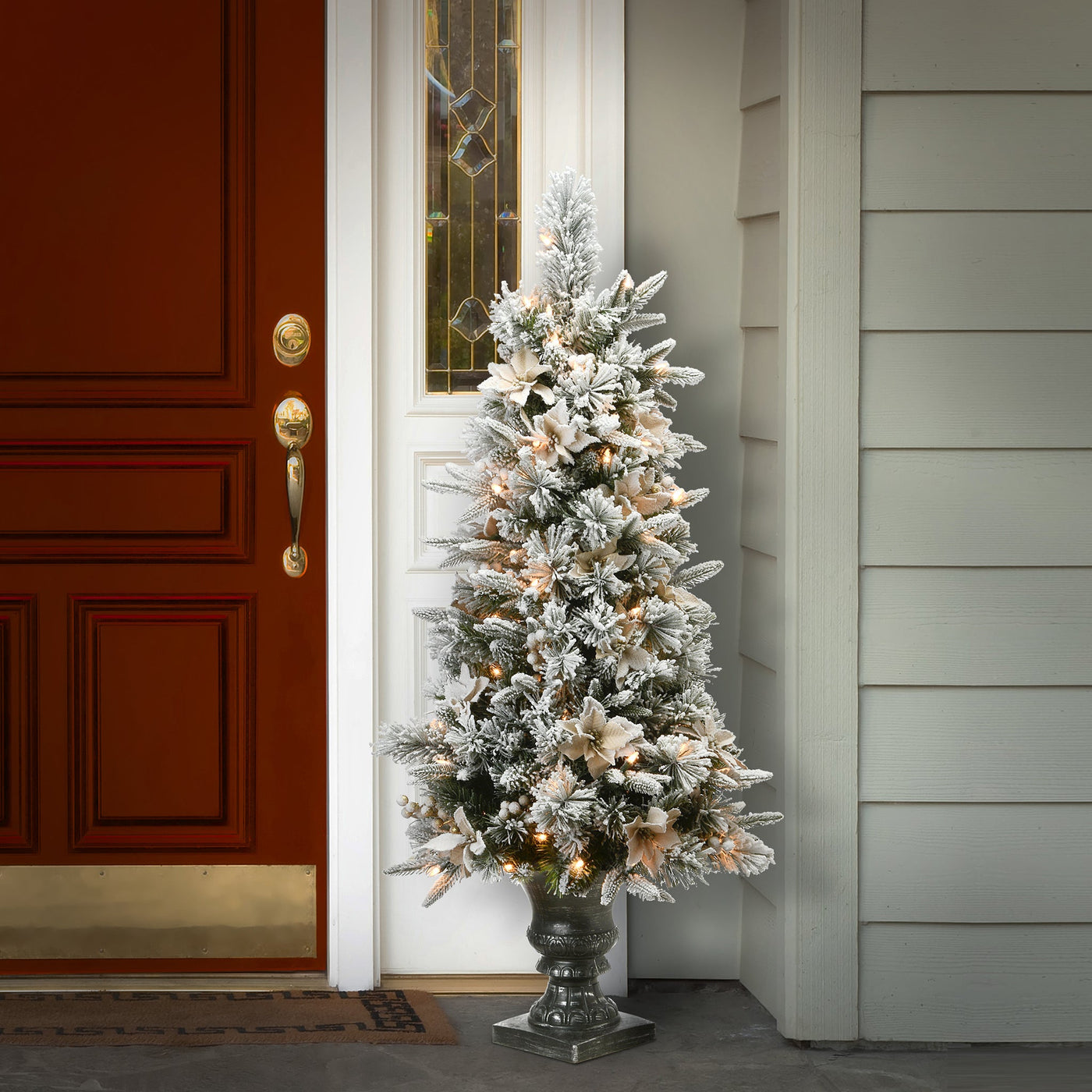 4 ft. Pre-Lit Frosted Colonial Fir Tree with Clear Lights