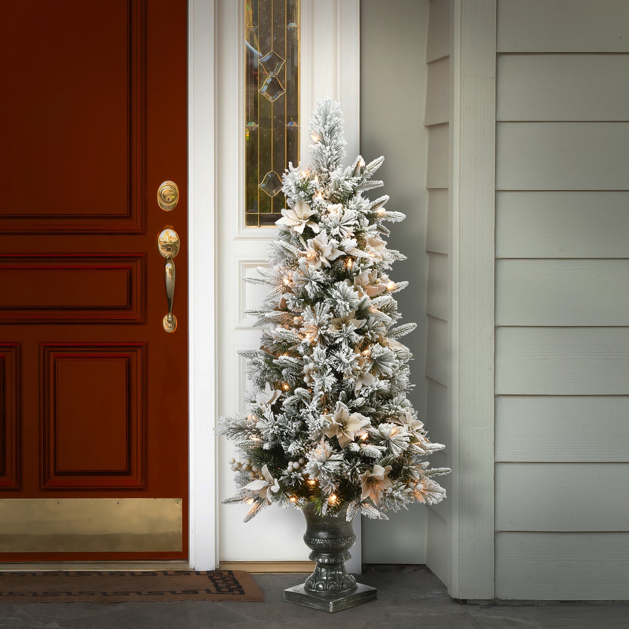 4 ft. Pre-Lit Frosted Colonial Fir Tree with Clear Lights