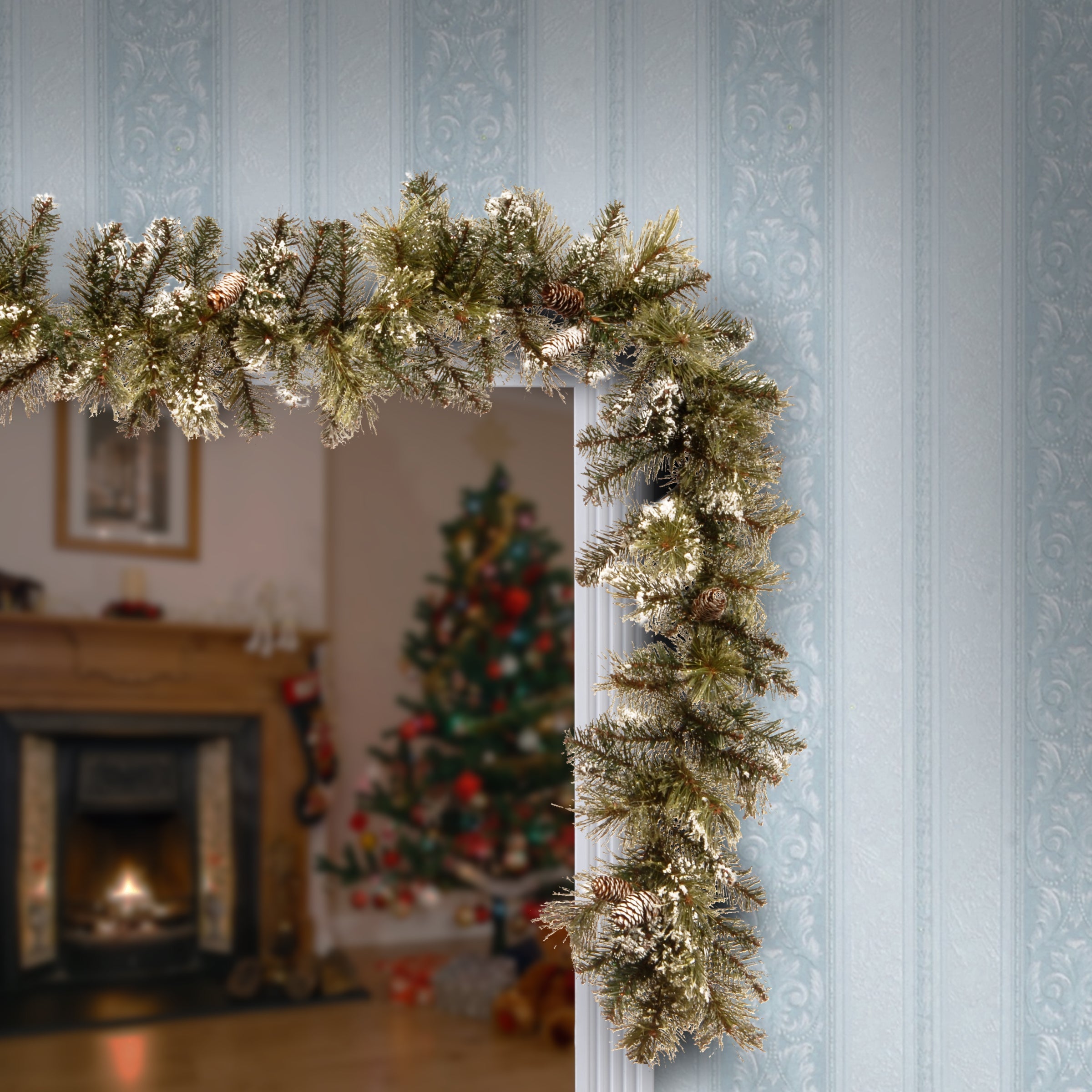 6 ft. Glittery Bristle Pine Garland