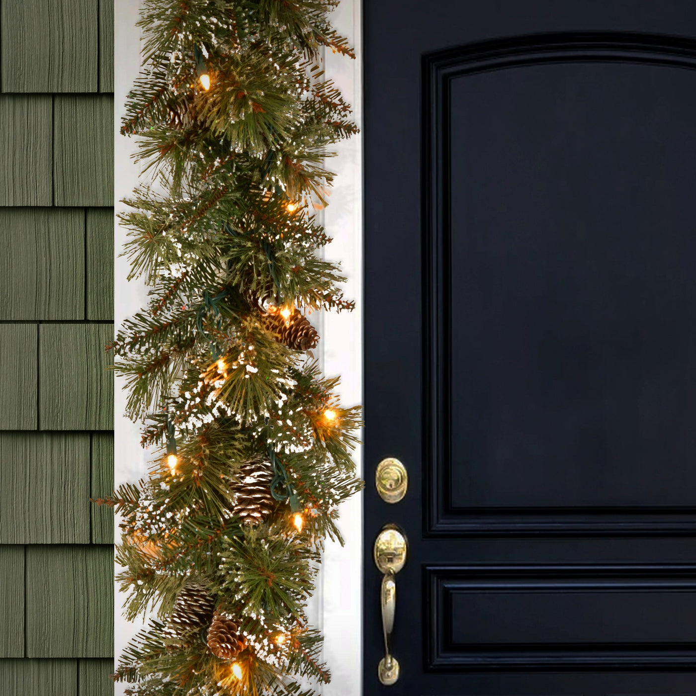 6 ft. Pre-Lit Glittery Bristle Pine Garland with LED Lights