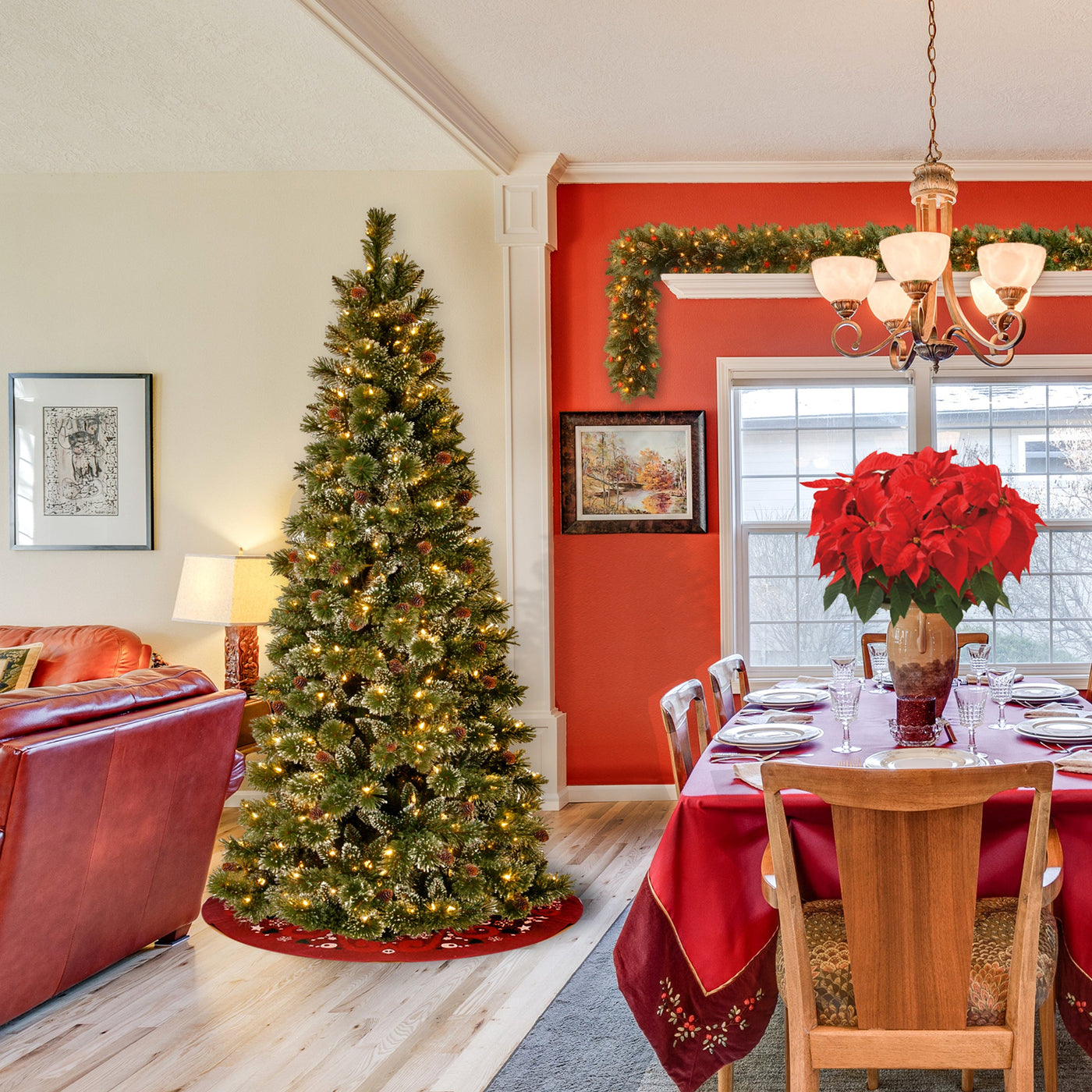 6.5 ft. Pre-Lit Glittery Bristle Slim Tree with Clear Lights