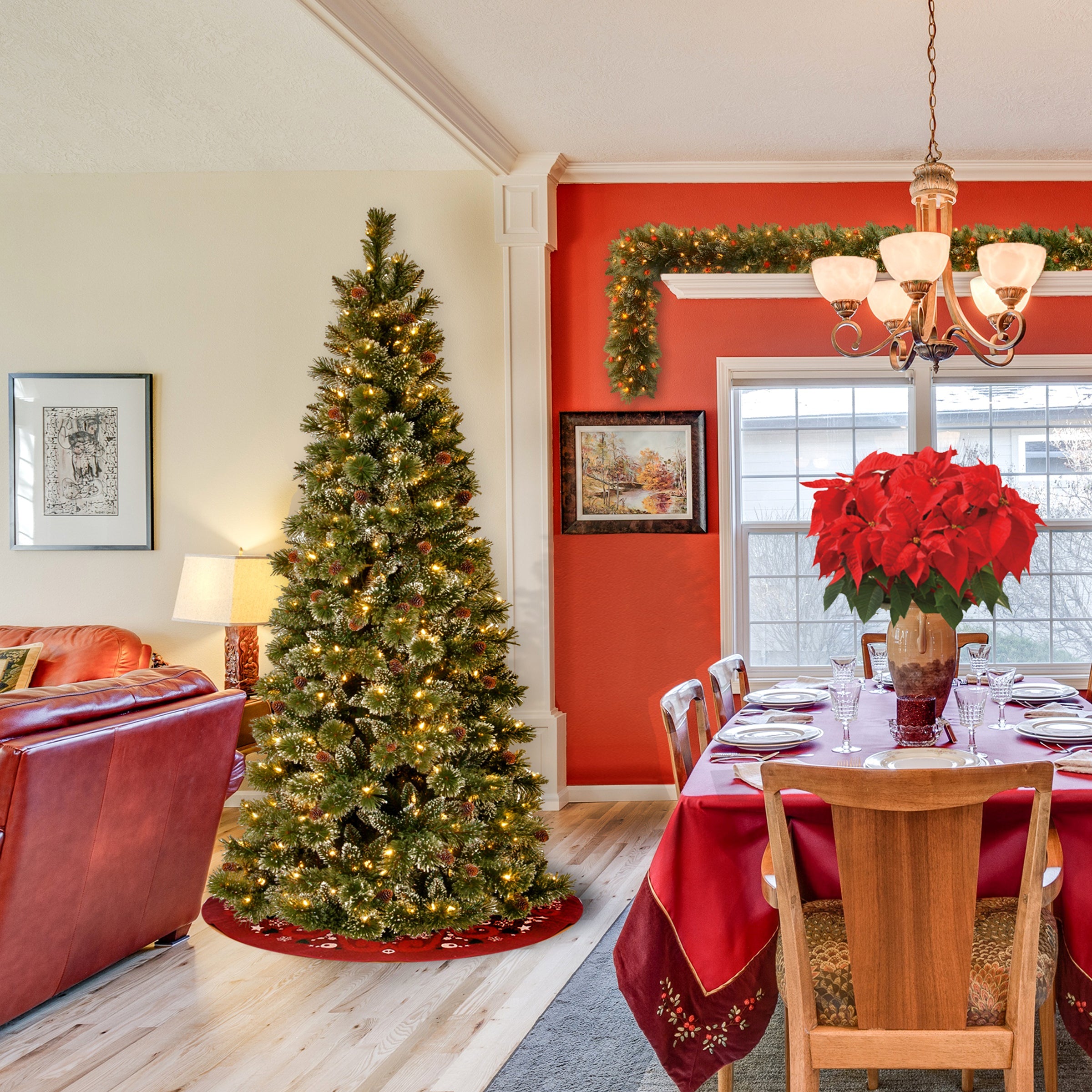 7.5 ft. Pre-Lit Glittery Bristle Slim Tree with Clear Lights
