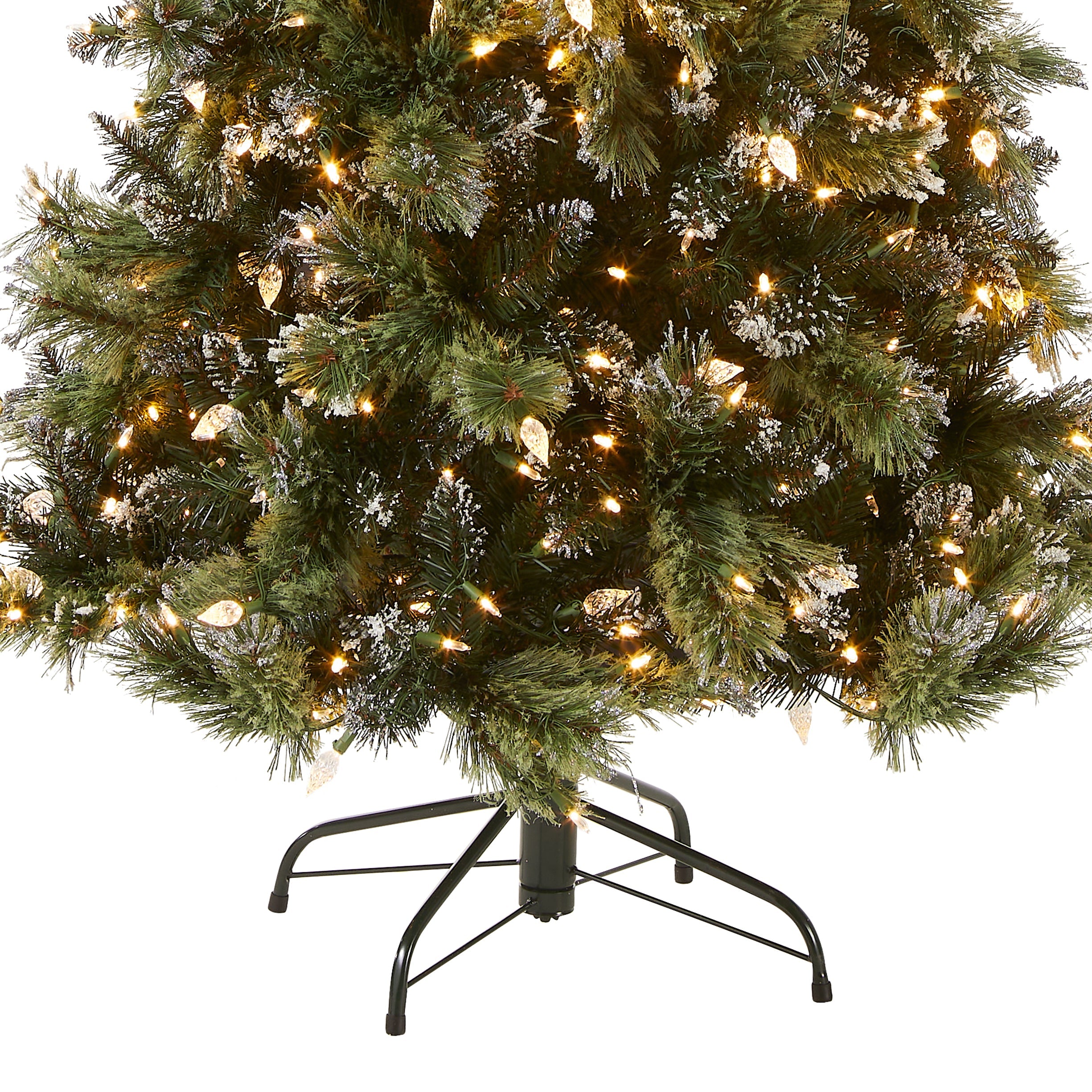 7.5 ft. Pre-Lit Glittery Bristle Slim Tree with LED Lights