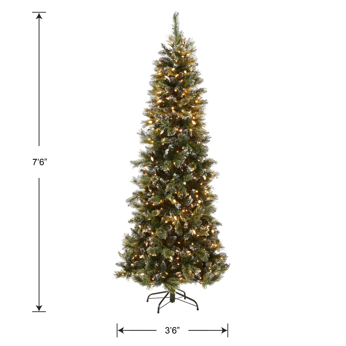 7.5 ft. Pre-Lit Glittery Bristle Slim Tree with LED Lights